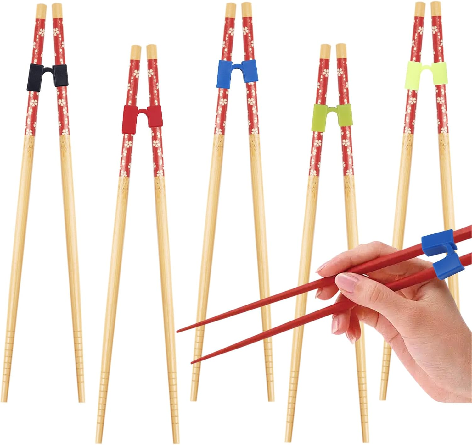 5Pcs Training Chopstick Helpers for Kids Adults, Reusable Chopsticks Trainer Set Anti-Slip Assistant Tool for Beginners Elderly Asian Food Learning