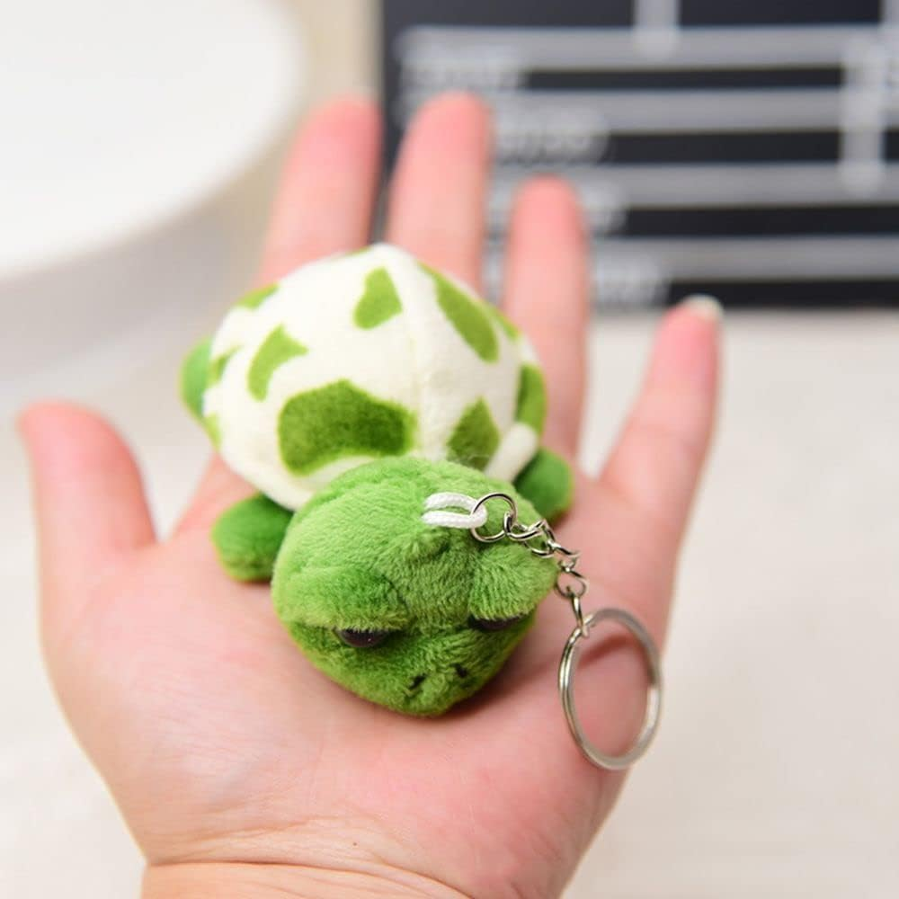 Jowxsx Green Mini Sea Creatures Turtle Doll Keychain Gift Plush Key Ring Cartoon Bag Pendant Auto Animal Keychain Decoration Plush Keychain Automobile Keychains Trim Stuffed Animals, Green image number 2