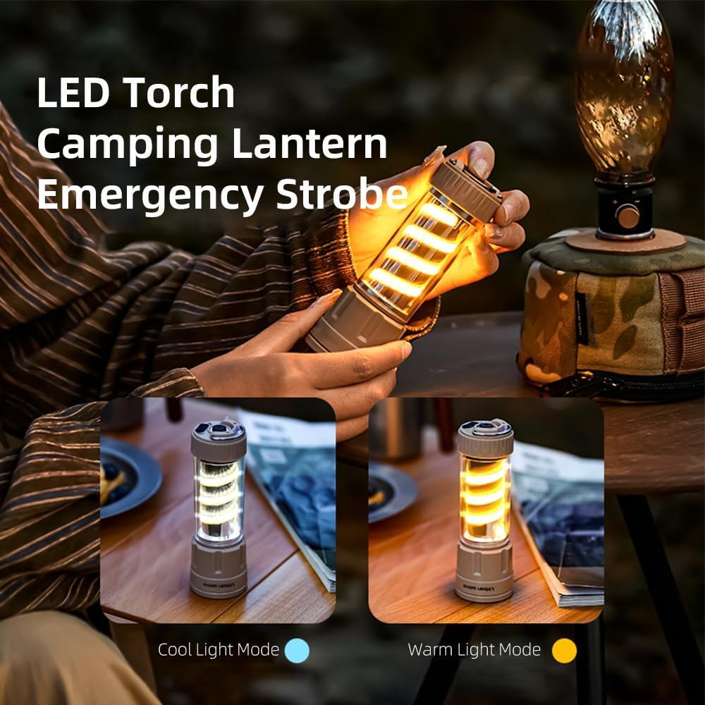 Vinlen Rechargeable LED Torch 4-In-1 &ndash; USB Powered with 3 Modes Flashlight, Built-In Hanging Hook, Portable Torch for Hiking, Camping, Backpacking, Power Outages, Indoor & Outdoor Use