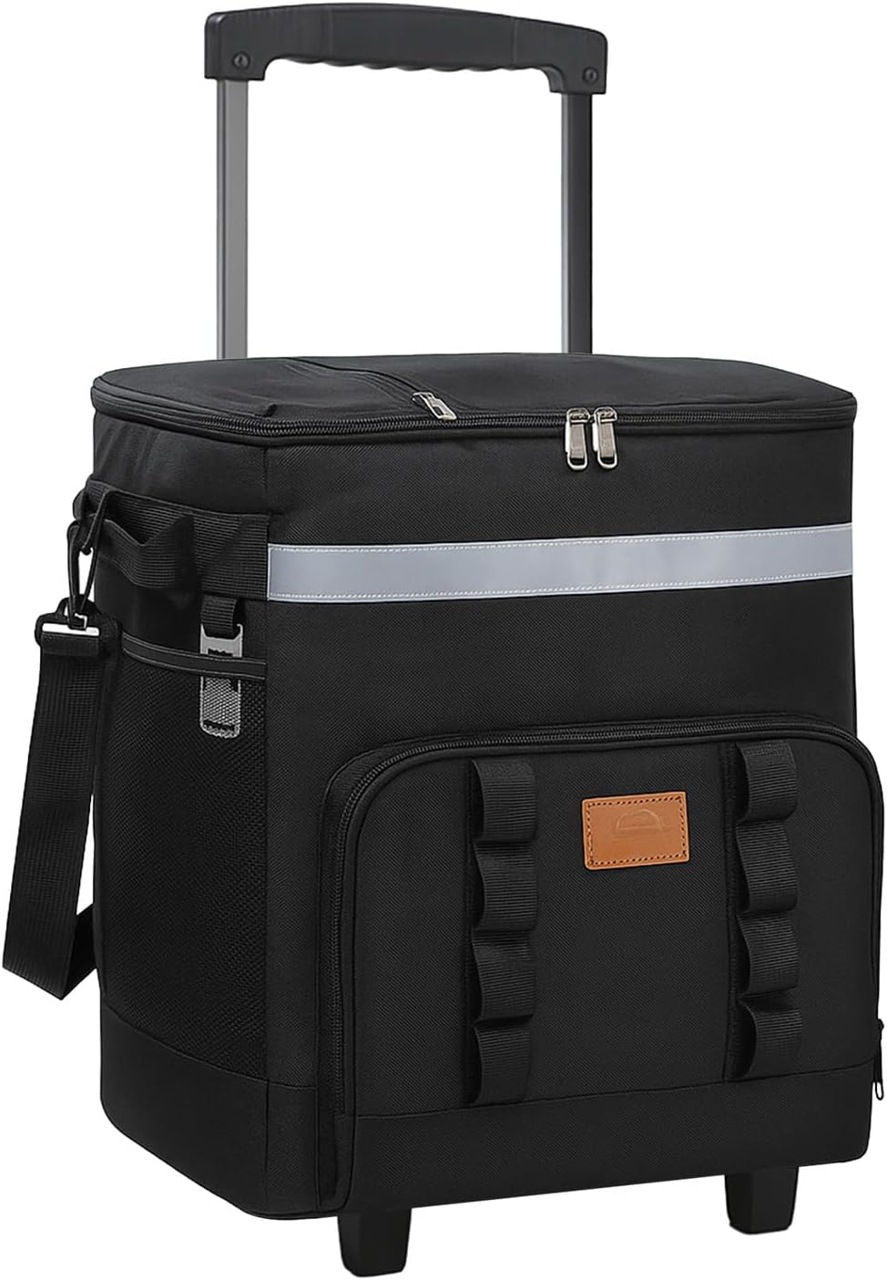 35L Collapsible Insulated Cooler Bag, Black Large Lunch Box, Leakproof Multi-Purpose Cooler with Wheels and Handle for Camping, Picnic & Grocery image number 3