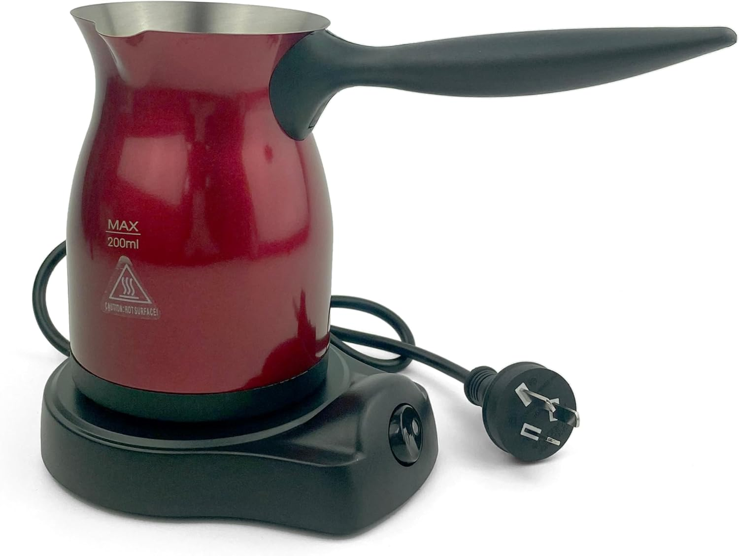 4 Cup Electric Turkish Coffee Pot - Stainless Steel Coffee Maker for Turkish, Arabic/Greek Coffee, Automatic Sensor, Anti-Overflow-Portable Coffee & Tea Machine for Home and Office (Black)