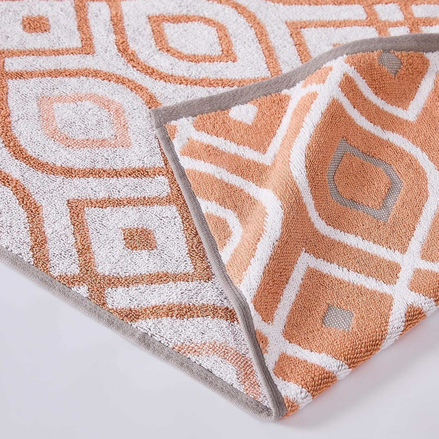 Amrapur Overseas 6-Piece Yarn Dyed Oxford Stripe Jacquard/Solid Ultra Soft 500GSM 100% Combed Cotton Towel Set [Coral] - Grey image number 2