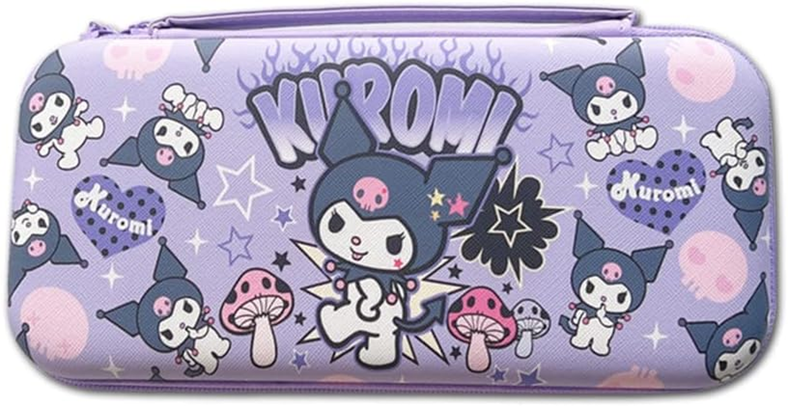 PERFECTSIGHT Cute Switch Carrying Case for Nintendo Switch OLED, Kawaii Hard Shell Portable Travel Carry Case with 12 Game Card Slots, Inner Protective Storage Bag for NS Console & Accessories, Purple - Blue Dog image number 5