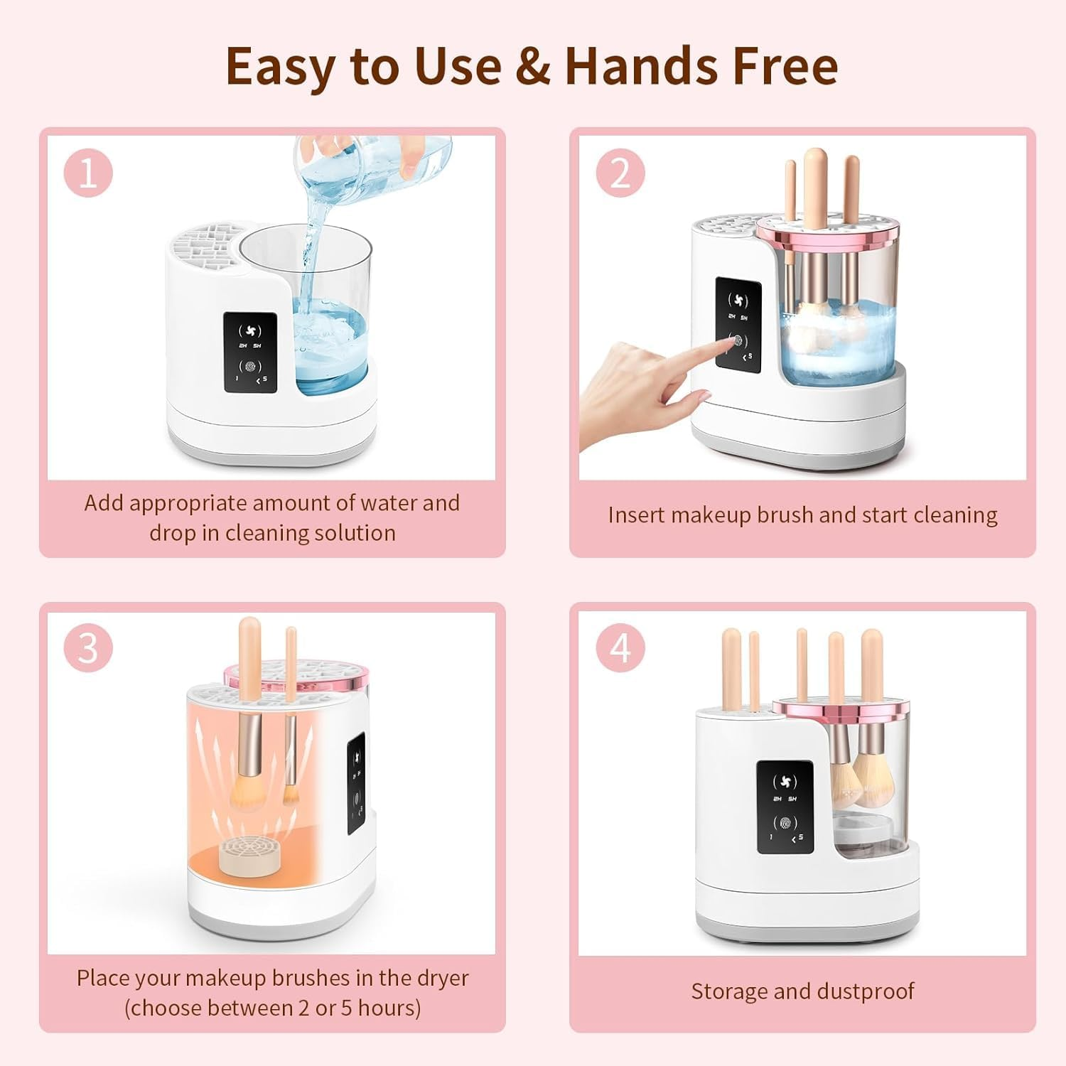 3-IN-1 Electric Makeup Brush Cleaner Machine and Dryer, SBMKK Automatic Make up Brush Cleaner Tool, for All Size Brush Sponges Beauty Cosmetic Set image number 3