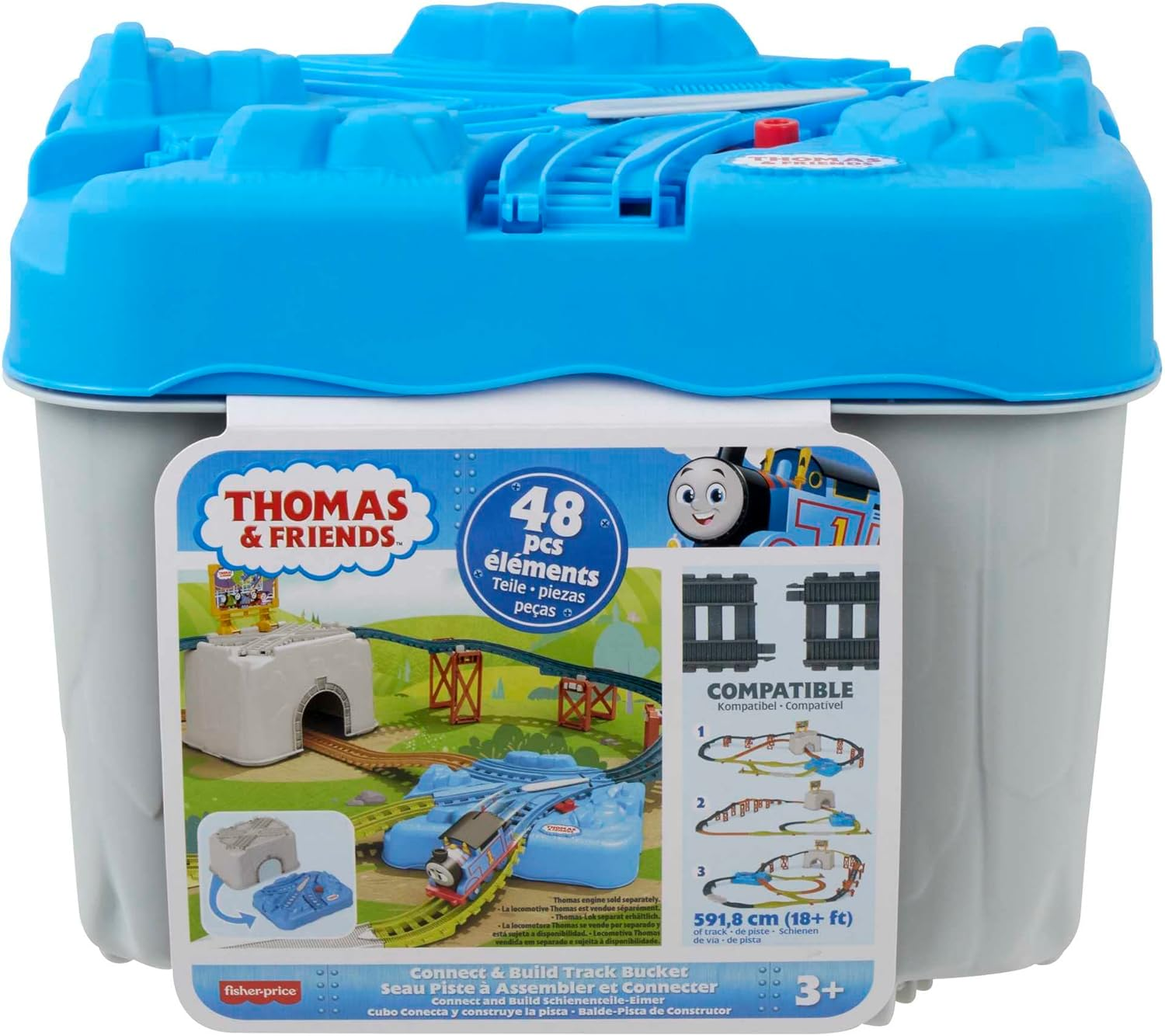 Thomas & Friends Toy Train Tracks Set, Connect & Build Bucket, 34-Piece Expansion Pack for Diecast & Motorized Trains, Kids Ages 3+ Years image number 4