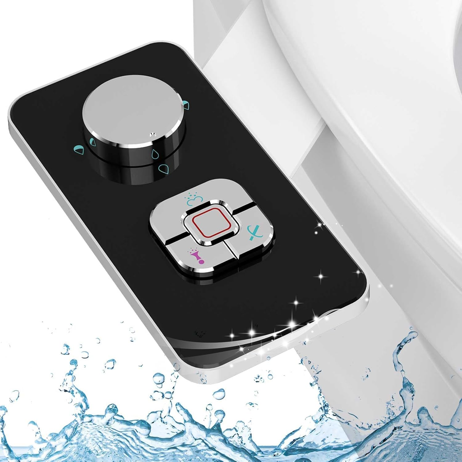 PENDEJATO Bidet Attachment for Toilet - Push Button WC Bidet with Self-Cleaning Dual Nozzle(Front & Rear Wash) - Ultra-Slim Bidet Toilet Seat Attachment with Water Pressure Adjustment (Classic Black)