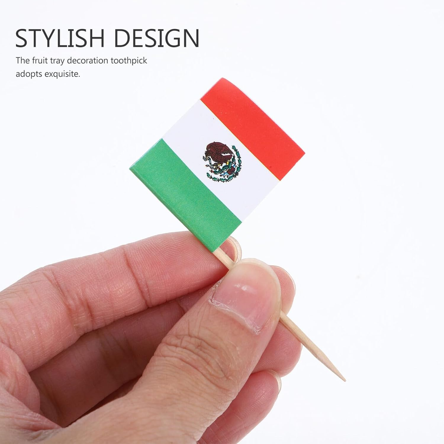 100Pcs Fruit Plate Decoration Wine Stick Mexico Flag Picks Decorative Fruit Toothpicks for Cupcake Dessert Party - Multi image number 4