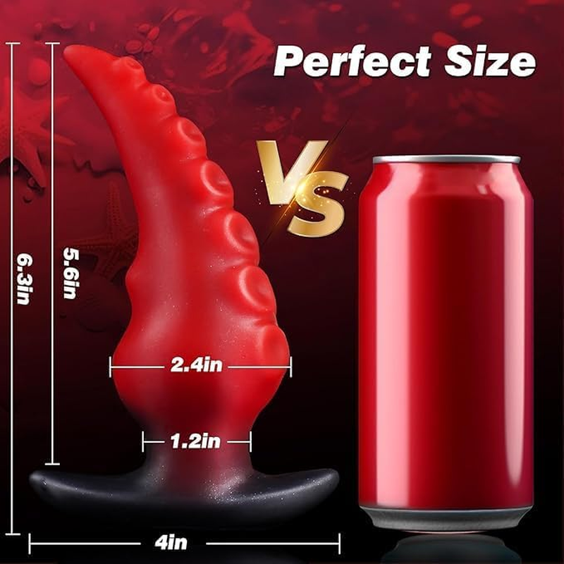 6.3 Inches Large Butt Plug, Huge Anal Plug, Tentacle Butt Plug, Prostate Massager, Monster Dildo, Gurved Red Big Anal Stretcher Trainer for Men Women Couple Gay image number 3
