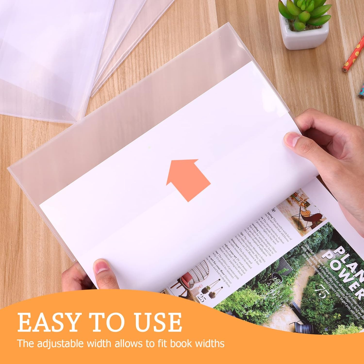 Toddmomy 5Pcs Transparent Book Covers,Plastic Clear Book Sleeve Clear Slip on Book Cover image number 1