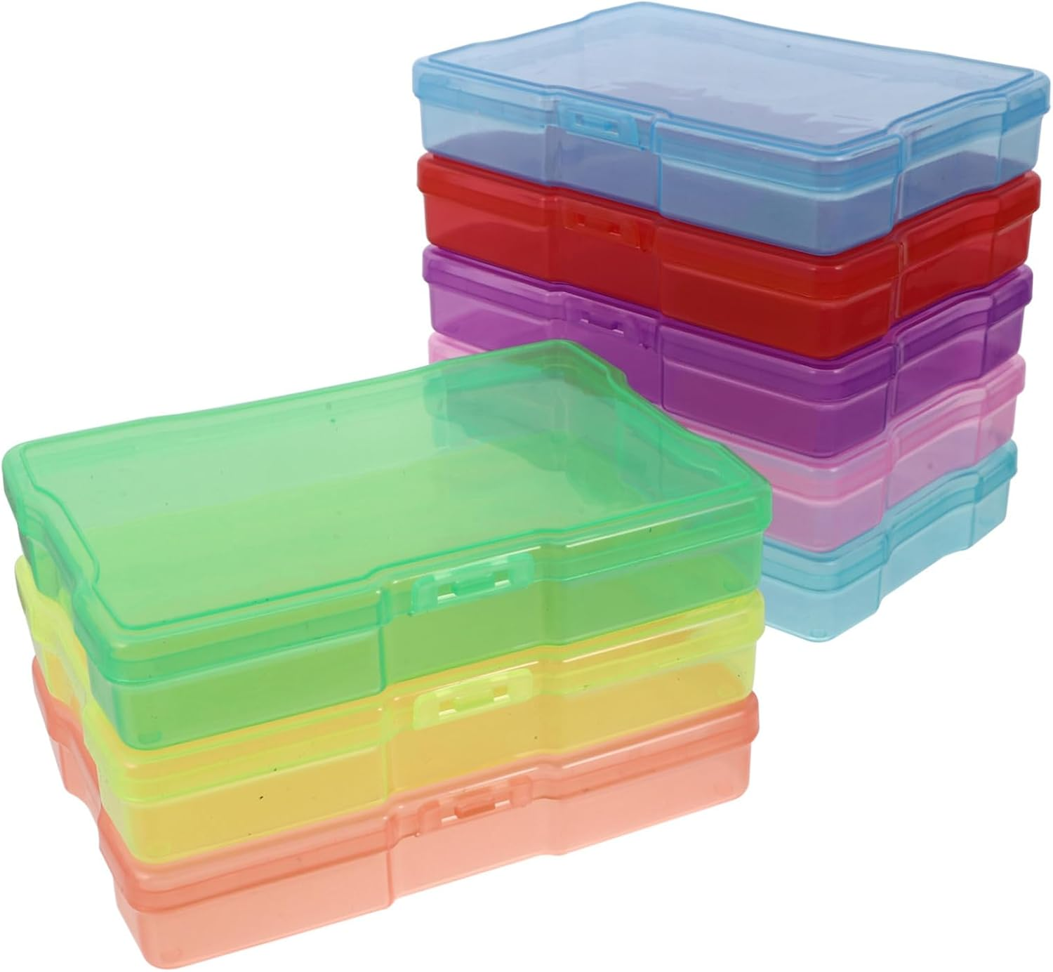 KOMBIUDA 8Pcs Mixed Color Plastic Photo Storage Boxes and Jewelry Organizers 4X6 Inch Postcards Holder Multipurpose Storage Case for Electronic Components and Screws image number 3