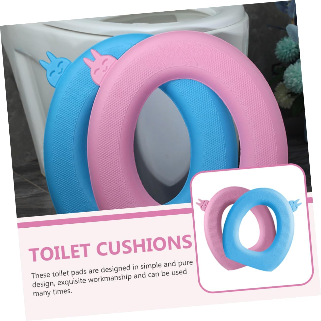 BUGUUYO 2PCS Waterproof Toilet Mat Toilet Pads Handle U Shape Toilet Seats Covers Toilet Seat Cover Pad Portable Commode Bathroom Pad Toilet Cushion Pad Eva Travel Thick Toilet Seat Ring image number 6