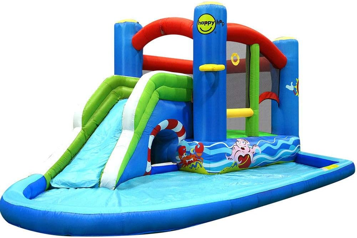 Happy Hop Jumping Castle, Inflatable Pool Water Slide Kids Bouncy Castles Waters Park Play Waterslide Toddler Baby Toys Outdoor Playing Centre, with Carry Bag Repair Kit Multicoloured image number 3
