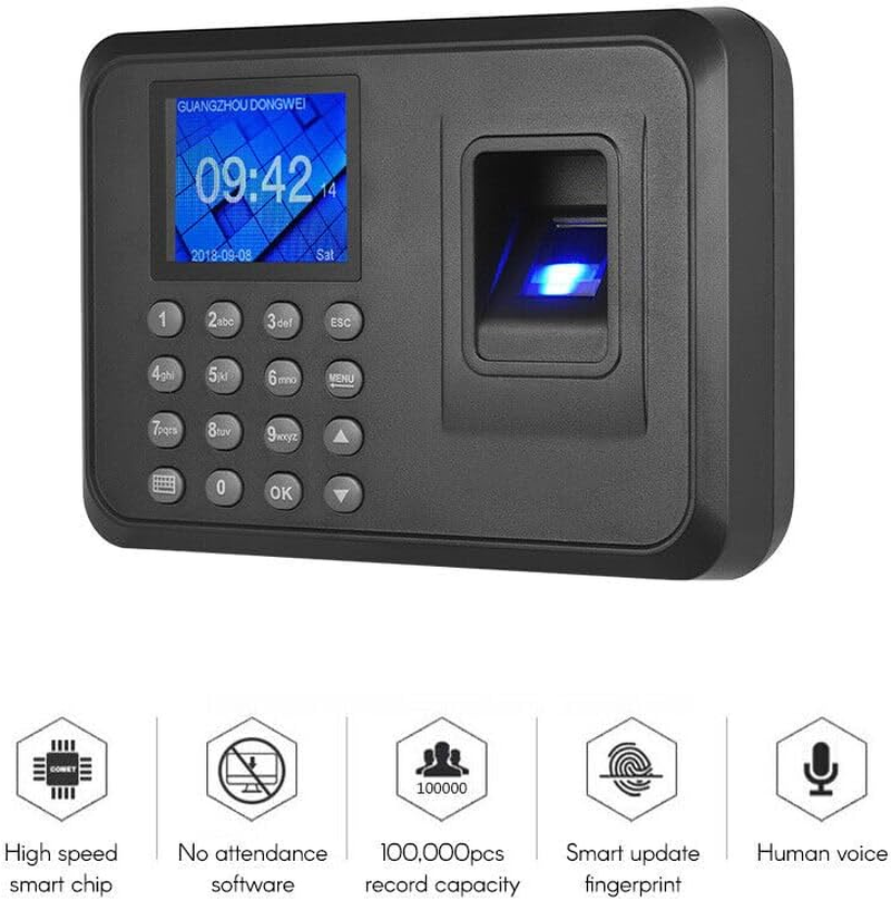 Biometric Fingerprint Password Attendance Machine Employee Check-In Time Clock image number 1