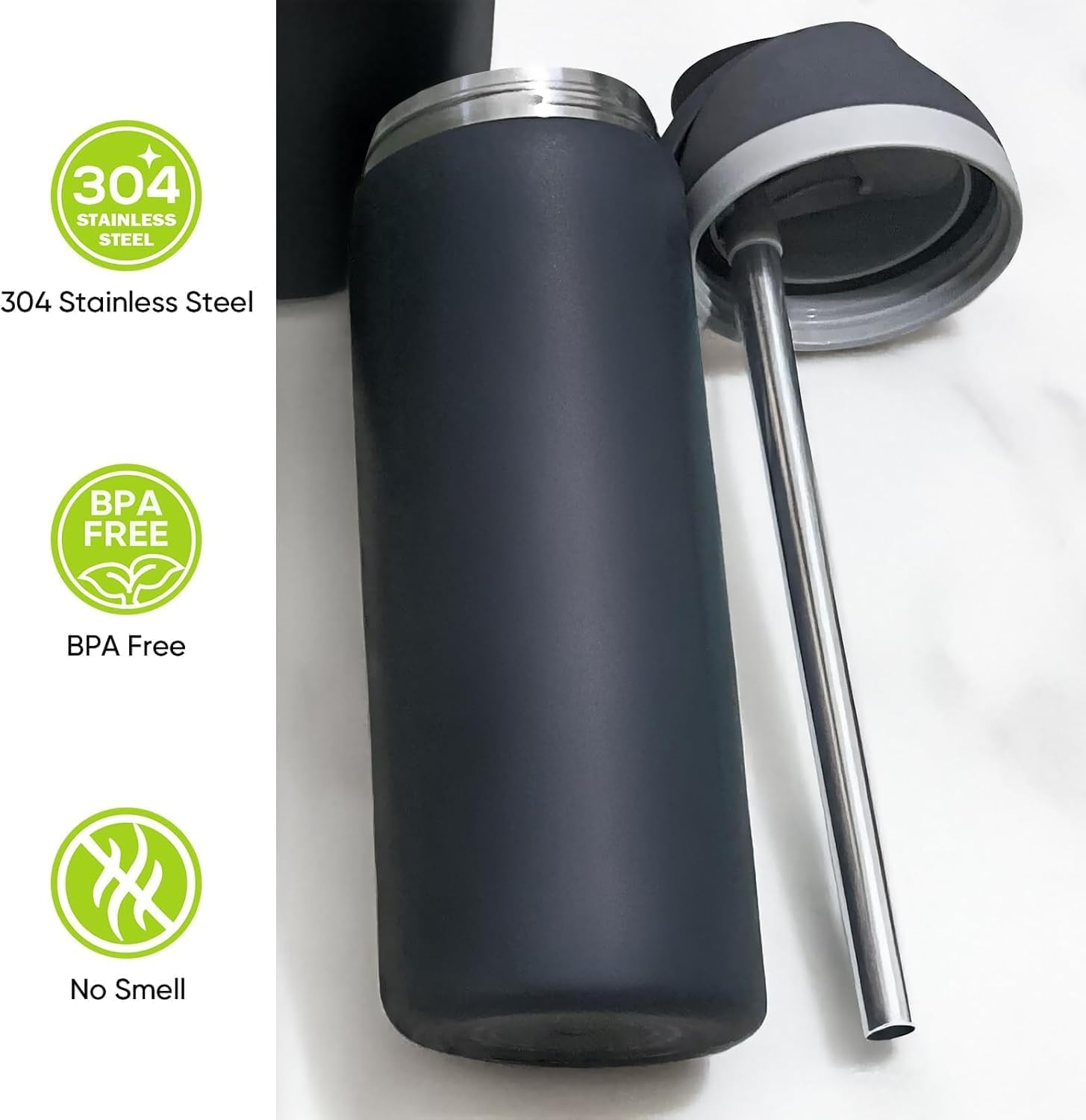 4Pcs Reusable Metal Straws Compatible with Owala Water Bottle 24Oz 32Oz - Stainless Steel Straws with 2 Cleaning Brushes image number 4