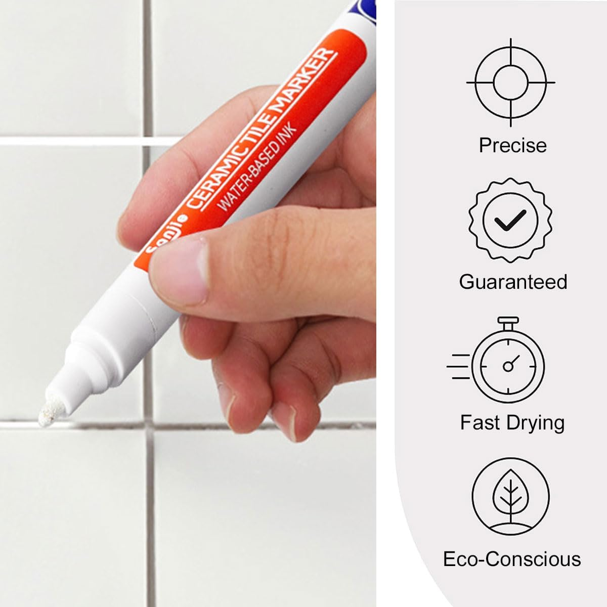 Grout Pen White, Tile Grout Pen, Pack of 3 Joint Pen, Joint Repair Pen, Waterproof Grout Pen, Repair Pen for Tiles, Wall, Floor Tile Grout, Kitchen, with 1 Roll of Masking Tape image number 4