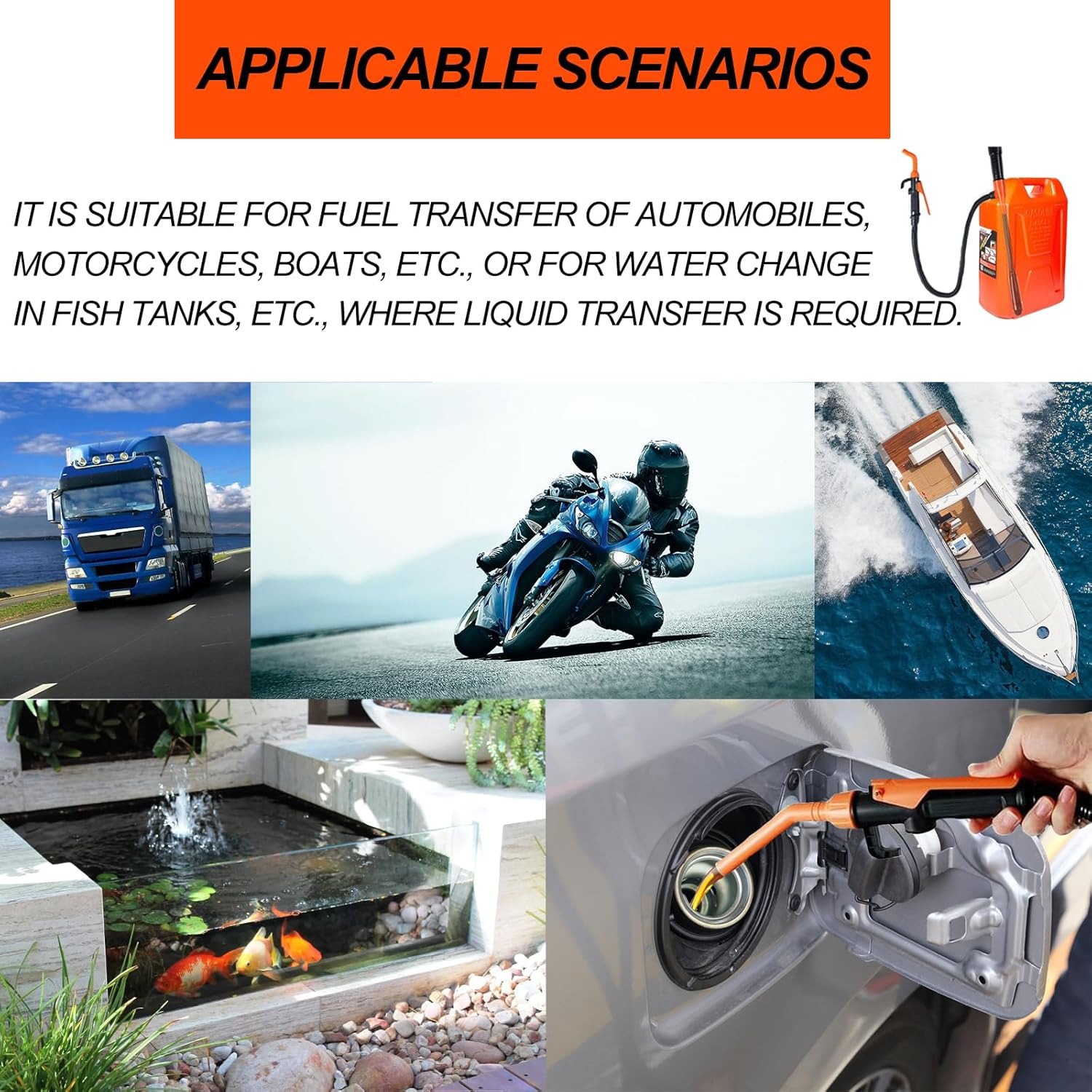 Electric Transfer Pump,Portable Power Battery Pump with Flow Control Nozzle,2.4 Gallons/Min Battery Operated Electric Siphon Pump,Fuel Transfer Pump Suitable for Cars,Motorcycles,Boats image number 4