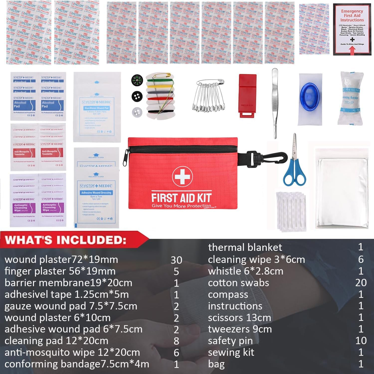 101 Piece First Aid Kit - Camping Essentials, Hiking, Home Essentials, Car Emergency Kit, Hiking Gear, Mini First Aid Kit Travel, Car Essentials, Survival Stuff image number 1