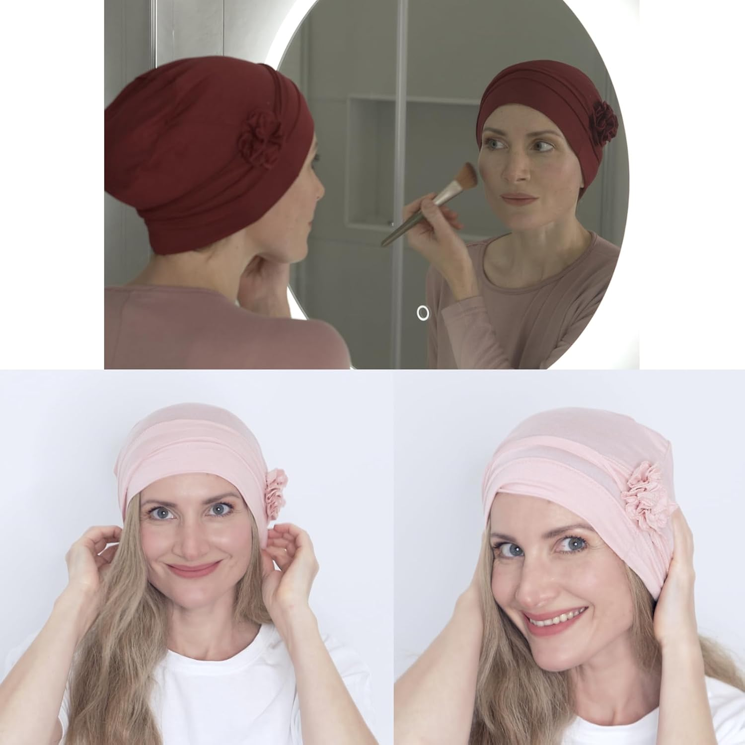 XEPST Pack of 4 Women'S Chemo Hats Bandana Turban Women'S Chemo Turban Headwear Beanie Hat Cap for Women Cancer Patients Hair Loss image number 2
