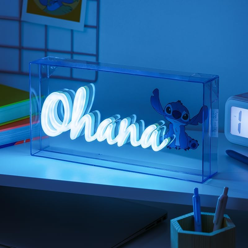 Stitch Ohana Light Officially Licensed Lilo Lamp, Disney Collectible Gift, LED Bedside Table Bedroom Night Light Decor | Paladone, Blue image number 5