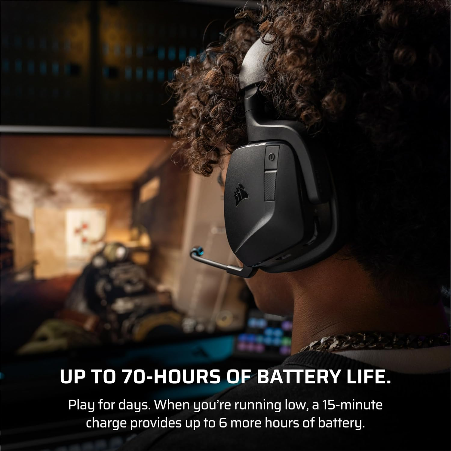 CORSAIR Void V2 Wireless Gaming Headset with Bluetooth for PC, PS5, PS4, Switch, Mobile &ndash; Dolby Atmos, 70 Hr Battery, Dual Wireless, Lightweight, Fast Charging &ndash; Carbon - White image number 3