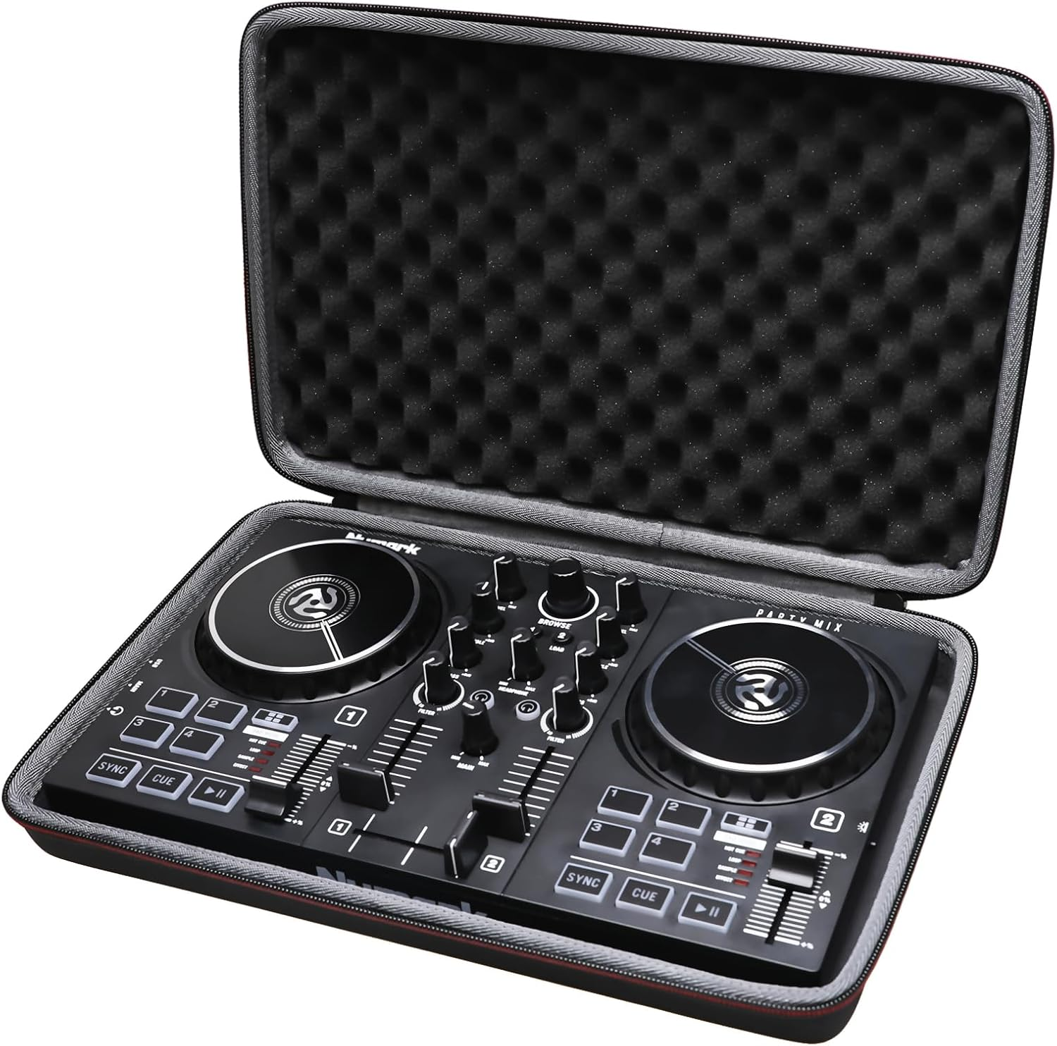 LTGEM EVA Storage Case for Numark Party Mix II or Numark Party Mix - DJ Controller or Native Instruments Maschine Mikro Mk3 Drum Controller (Outer Black+Inner Grey)