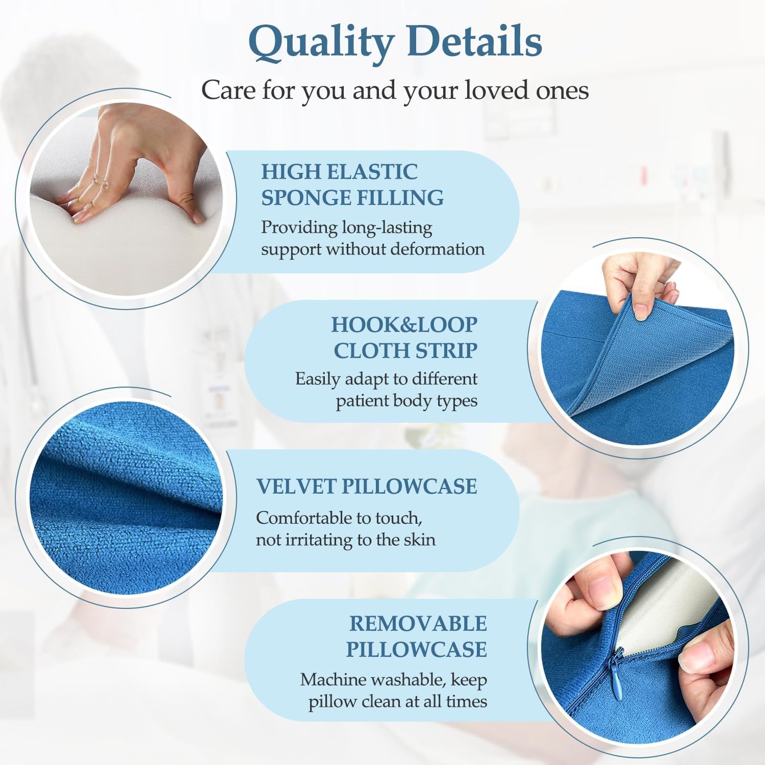 NEPPT Wedge Pillow Body Position Wedges Back Positioning Elevation Pillow Case Pregnancy Bedroom Eevated Body Alignment Ankle Support Pillow Leg Bolster (2-In-1) image number 1