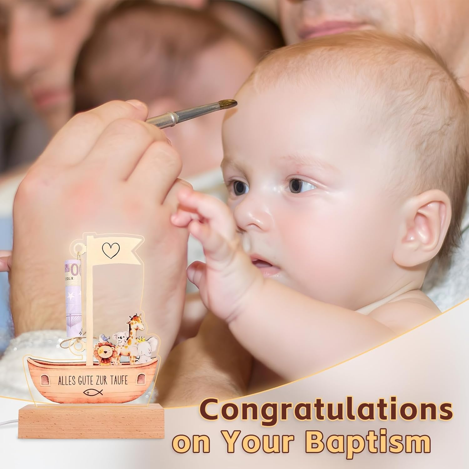 Christening Gift, Christening Gifts for Girls, Christening Gifts for Boys, Money Offered for a Baptism, LED Night Light, Birth Gift, Bedside Lamp for Nursery/Baby Room image number 2