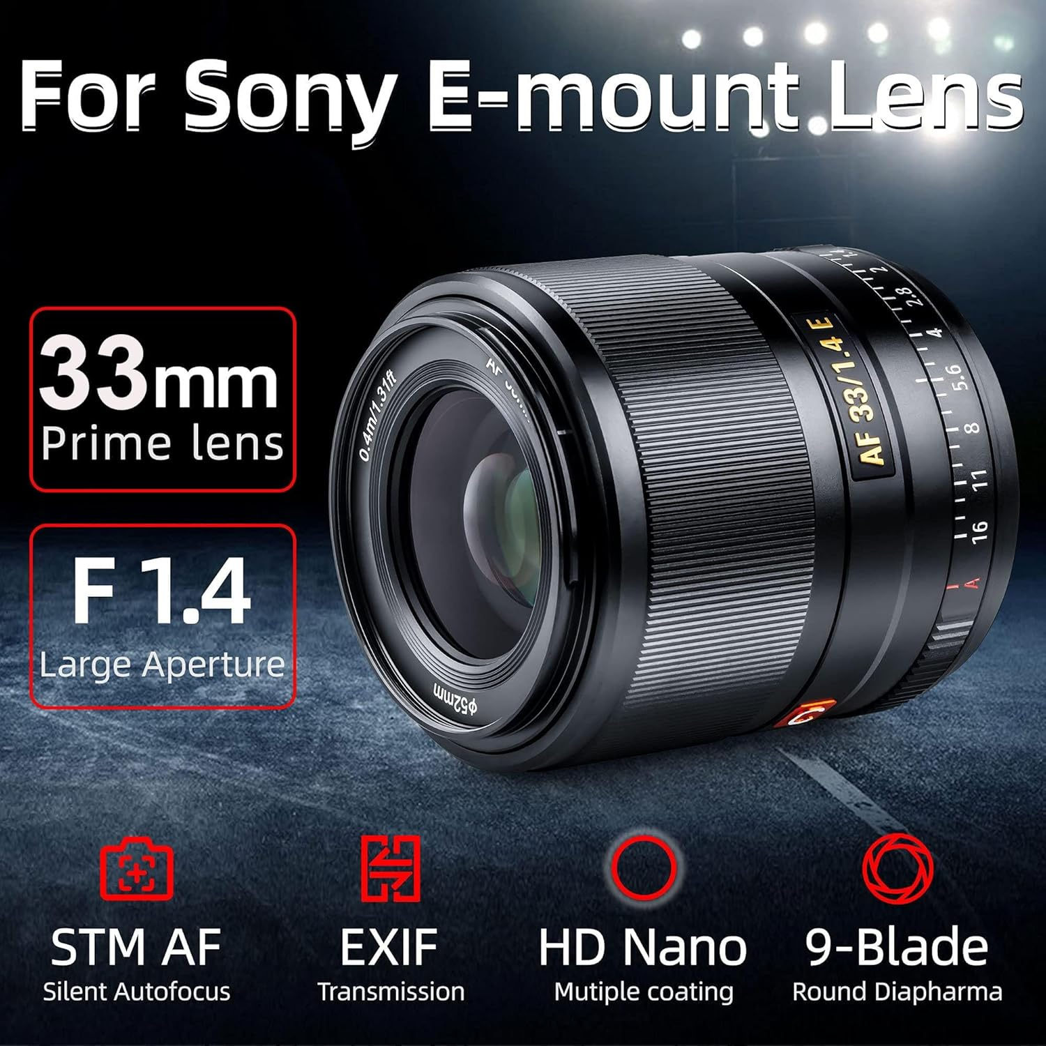 VILTROX 33Mm F1.4 F/1.4 Auto Focus Prime Lenscompatible with Sony E-Mount Camera A6500 A6300 A6000 A6400 A6100 A5100 A6600 A7 A7R A7C A7II A7RII A7SIII A7III A7RIII A7RIV A9 image number 5