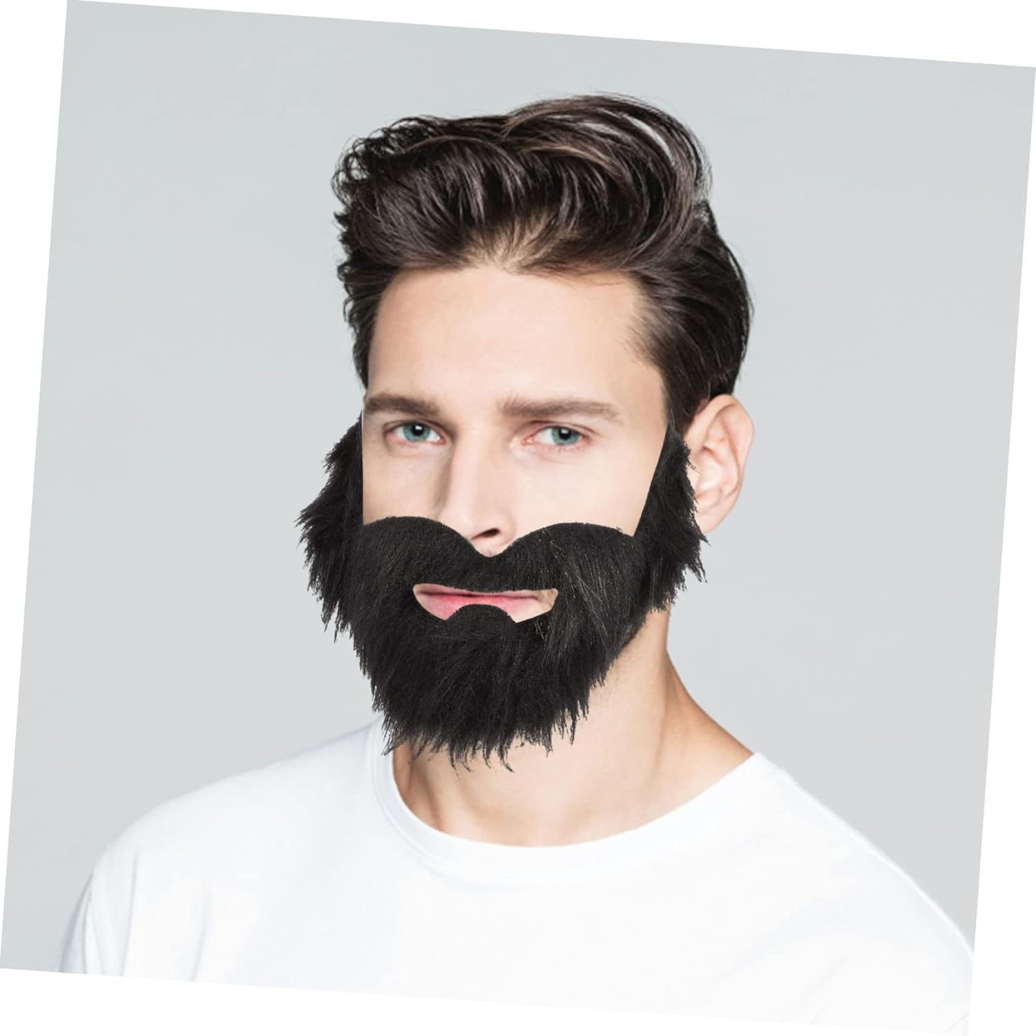 Dense Fake Beard Elastic Band 2Pcs Mustache Toy for Party Halloween Decor Cosplay Fun Props image number 4