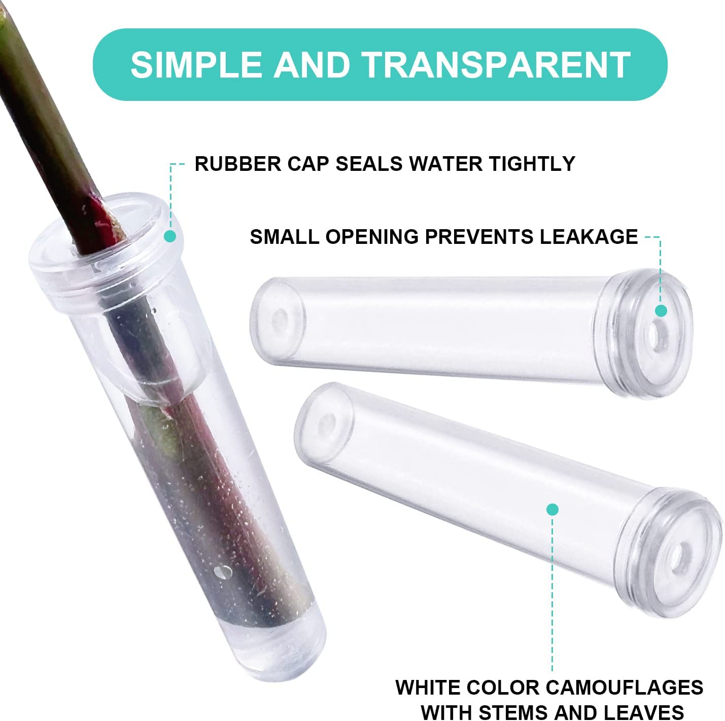 100 Pack Floral Water Tubes, 2.83 Inch Plastic Water Tubes for Floral Flower for Milkweed Stem Cuttings Arrangements Decoration (Clear) image number 2