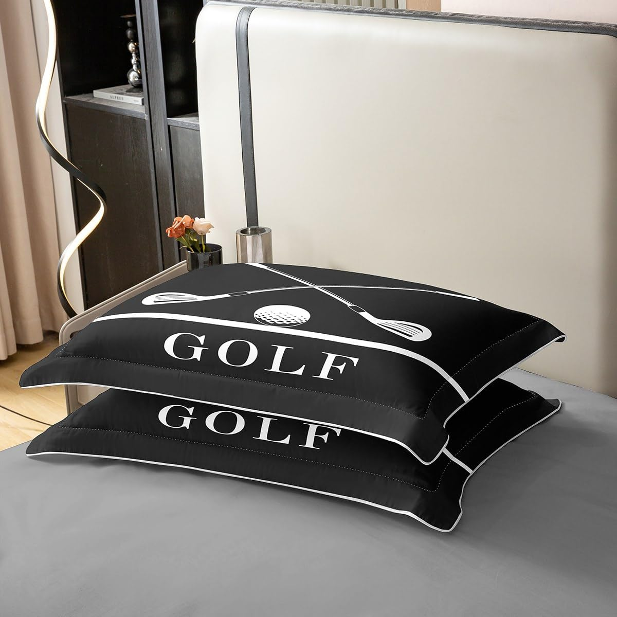 Golf Print 100% Cotton Bed Linen Set, Golf Clubs Pattern Duvet Cover 155 X 220 Cm for Children, Teens, Adults, Sports Game Theme Bed Set, Sports Lovers Duvet Cover with 1 Pillowcase for Bedroom image number 3