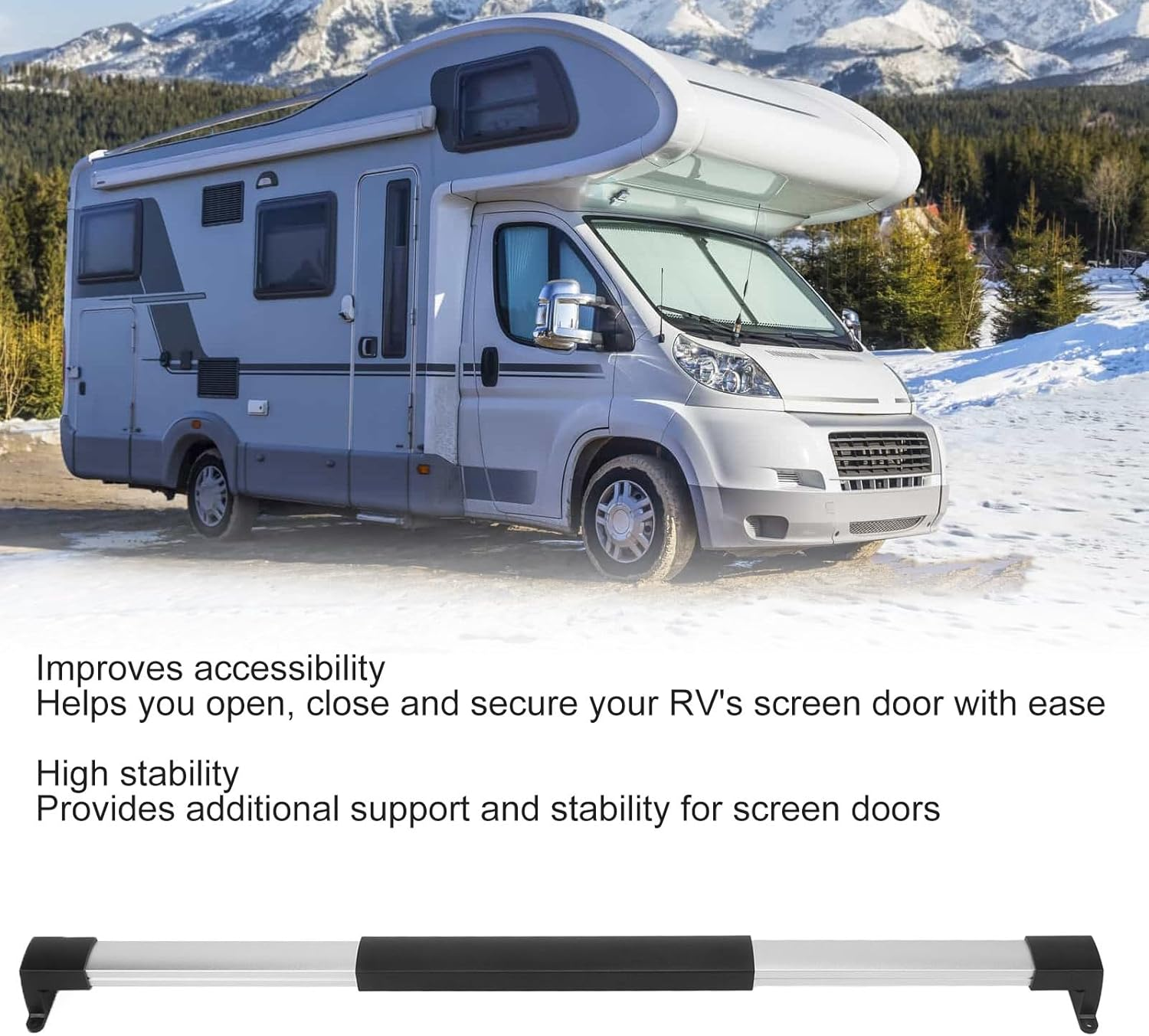 Rv Screen Door Cross Bar, 17Pcs 54Cm to 72Cm Adjustable Aluminium Alloy Rv Door Handle Grab Bar for Trailers, Campers, Caravans, Universal Rv Assist Handle, Rv Accessories