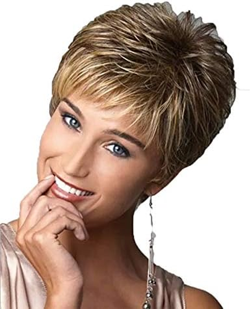 Women'S Short Brown Pixie Wig - Stylishly Textured with Layered Pieces and Wispy Side-Swept Bangs for a Chic Look image number 5