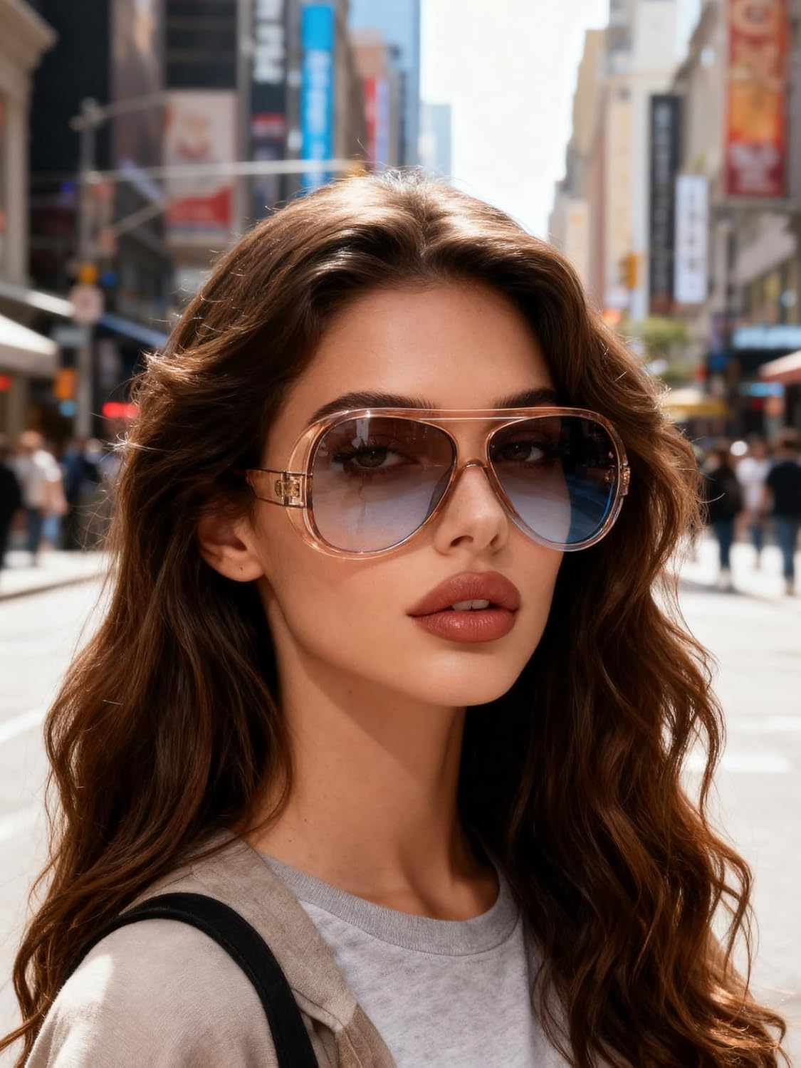 Trendy Aviator Sunglasses for Women Men, Retro 70S Sun Glasses, Oversized Glasses UV400 image number 6