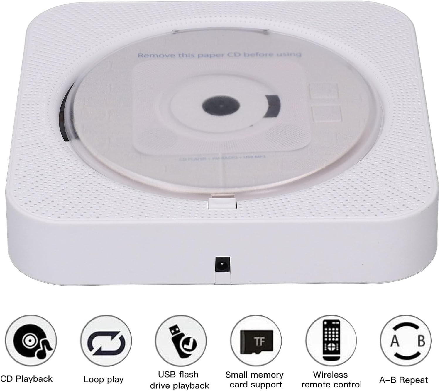 Bluetooth CD Player, Portable Wall Mountable CD Player with Dust Cover, Desktop CD Player with Hifi Sound Speakers, Music Player Home Audio with Remote, CD Player Gift (White) image number 6