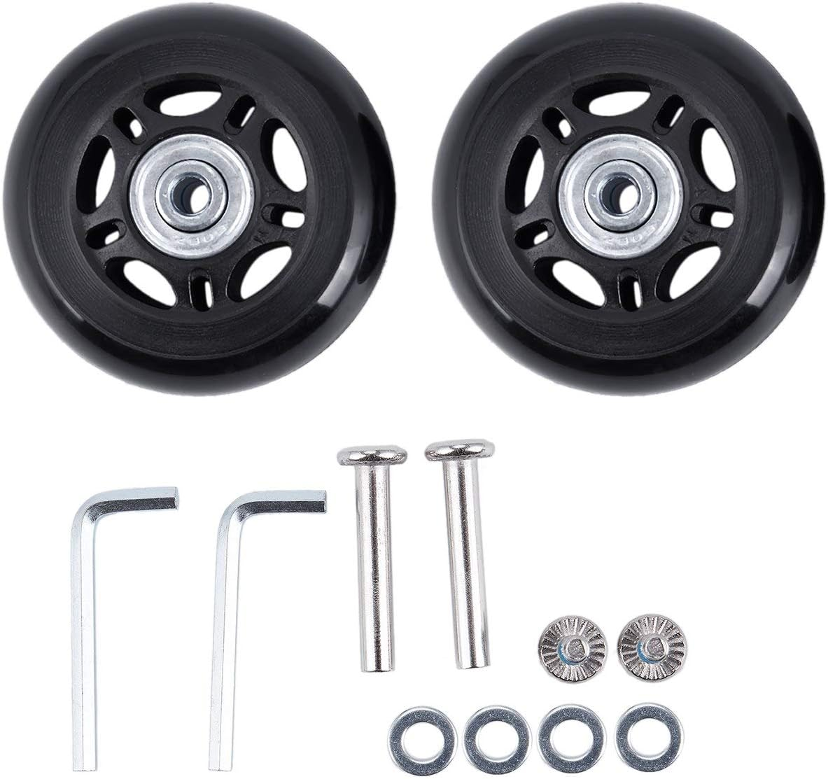 2 Set Luggage Suitcase Replacement Wheels Axles and Wrench Repair Set OD 68Mm image number 5
