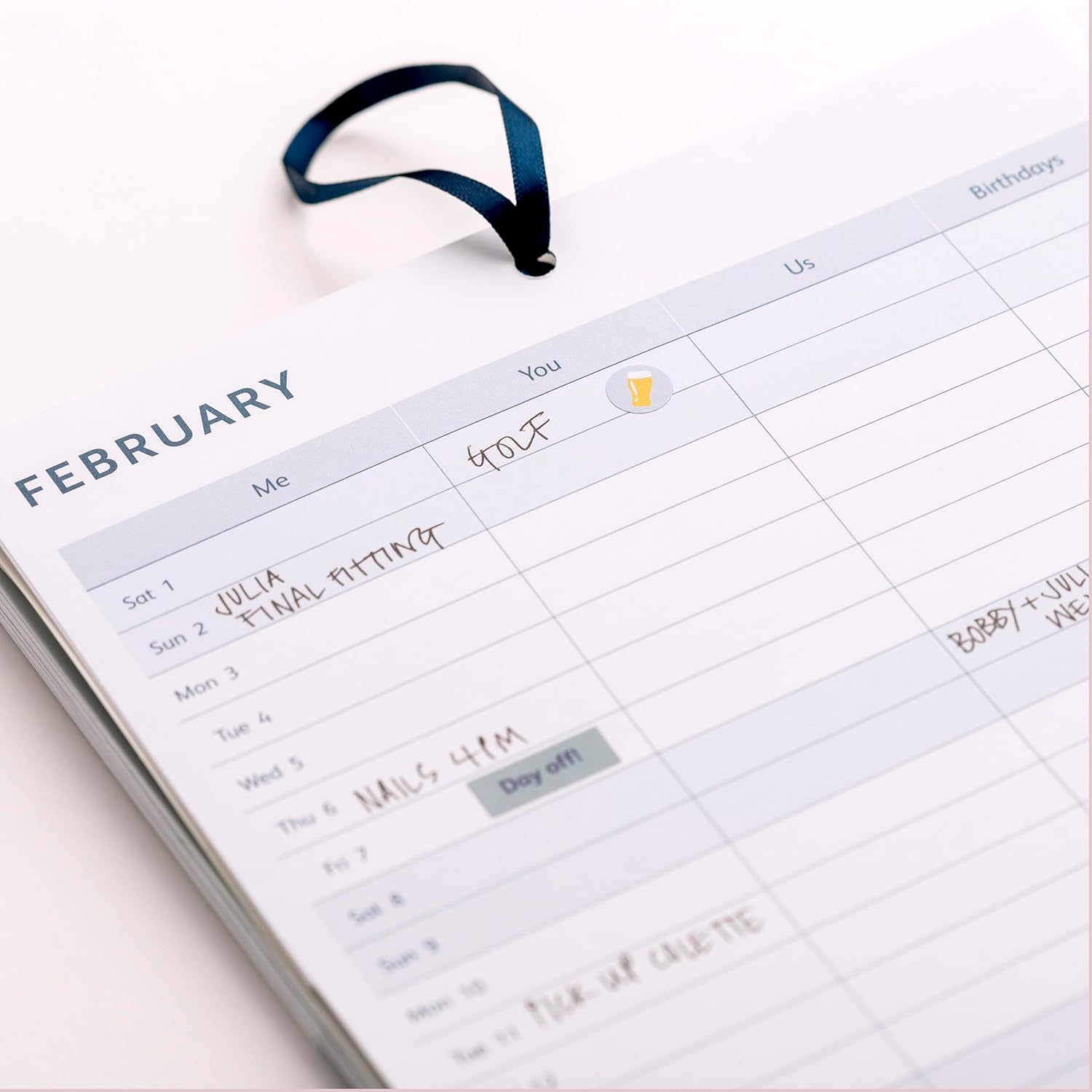 Busy B 2025 Calendar Couples Wall Calendar 2025 - Birds Slim Design with Dual Schedules, Monthly Pockets & Stickers - A5 Hanging Calendar for Shared Planning, Birthdays & Important Dates - Jan to Dec image number 6