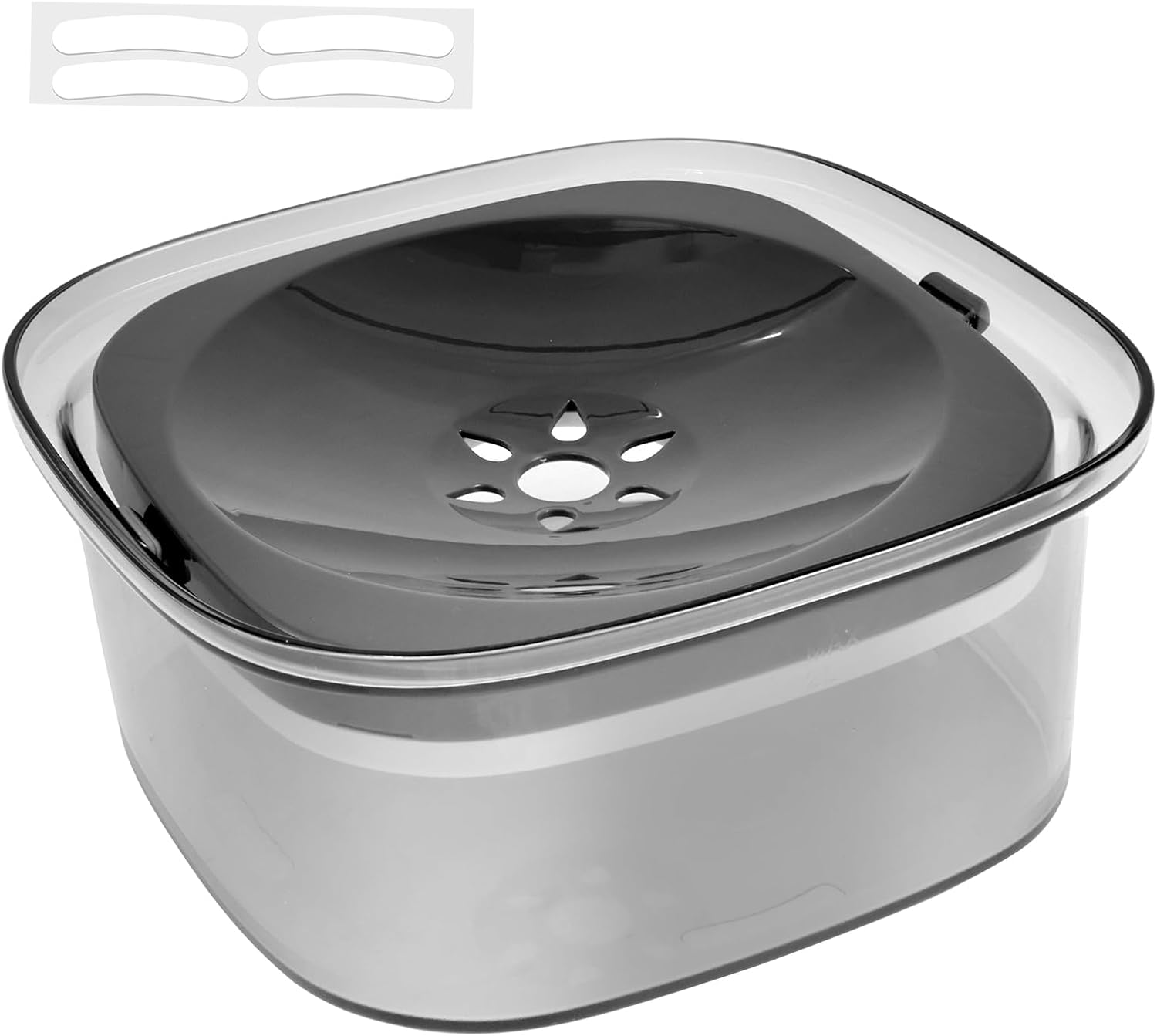 No Spill Dog Water Bowl 2L Pet Slow Water Bowl Transparent Slow Drinking Water Bowl Spill Proof Dog Bowl with Water Level Mark Portable Pet Bowl for Dogs Cats (Transparent Black) image number 2