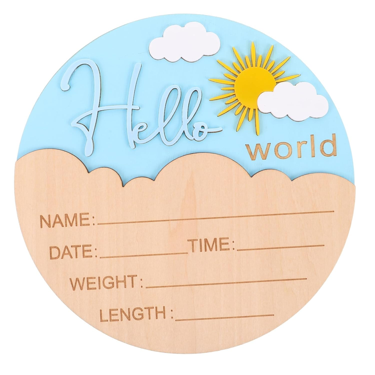 BESPORTBLE round Name Plaque for Photo Props for Shower Nursery Safe Smooth Finish Keepsake for Newborn Boys