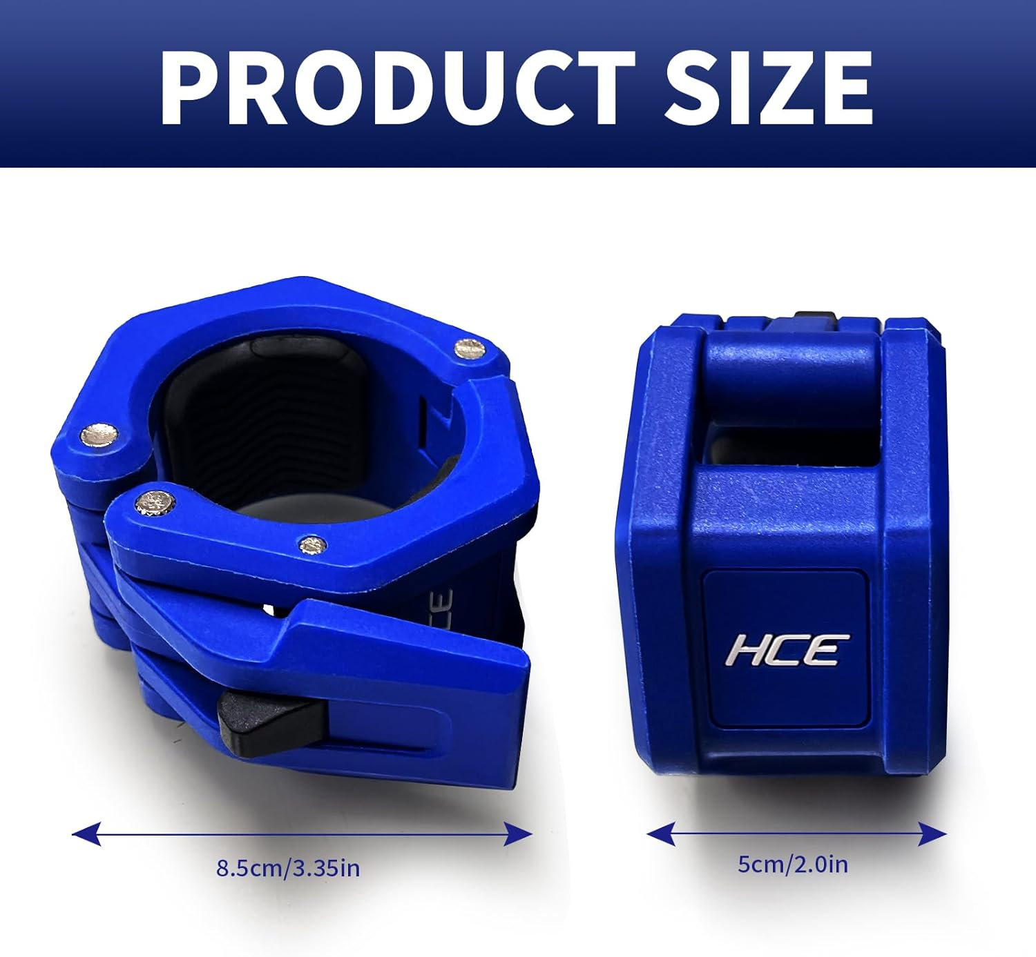 HCE Olympic Collars, 50Mm Barbell Clamps, ABS Lock Barbell Clips for Weightlifting Bars, Quick-Release Secure Locking Collars for Home Gym Fitness Equipment Gym Essential, Lightweight Design,Blue image number 1
