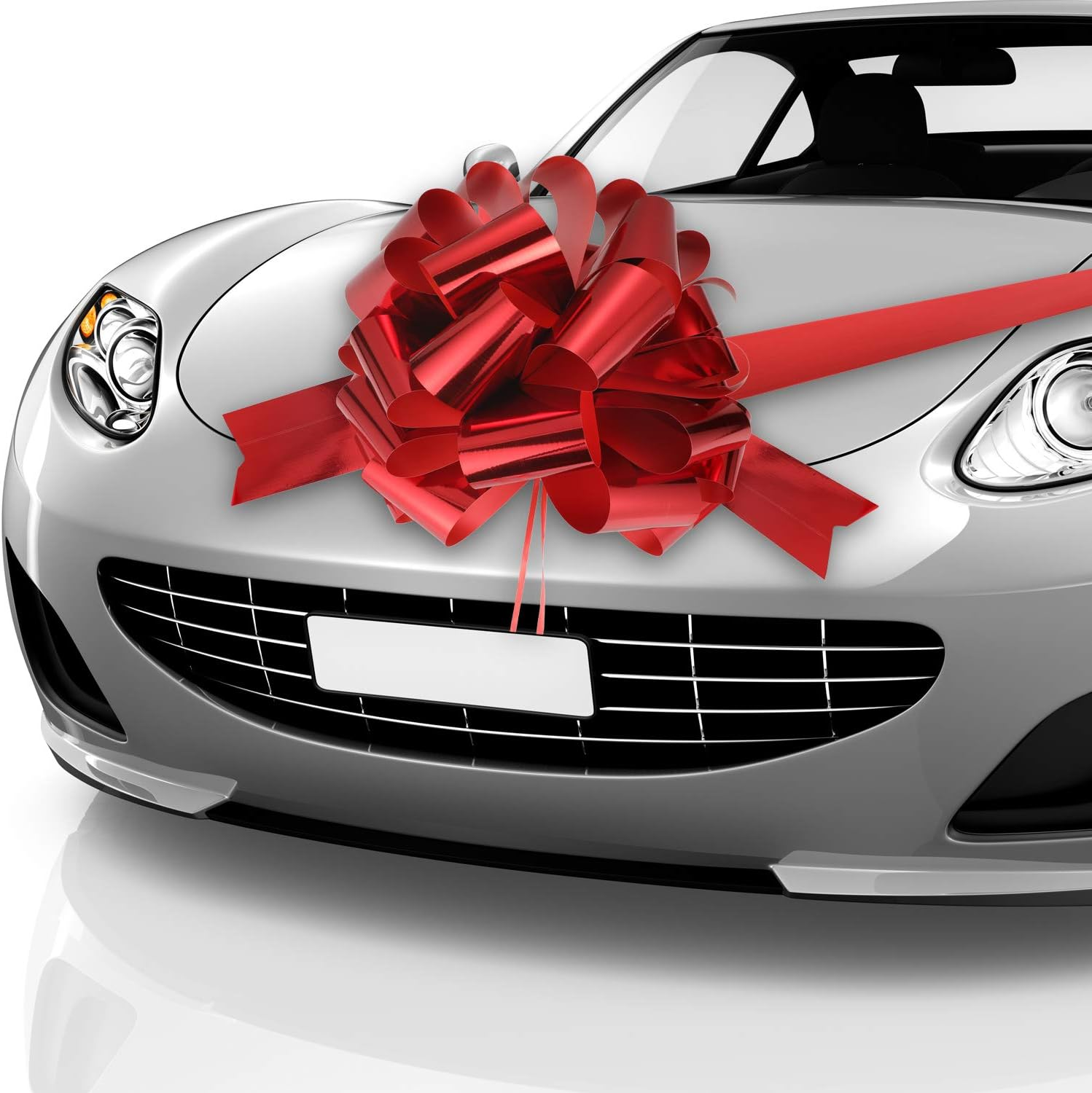 Car Bow Pull Bow Car Gift Wrapping Bow with 20 Ft Car Ribbon for Car Decor Wedding New Houses Party Celebration (Red, 25 Inch)