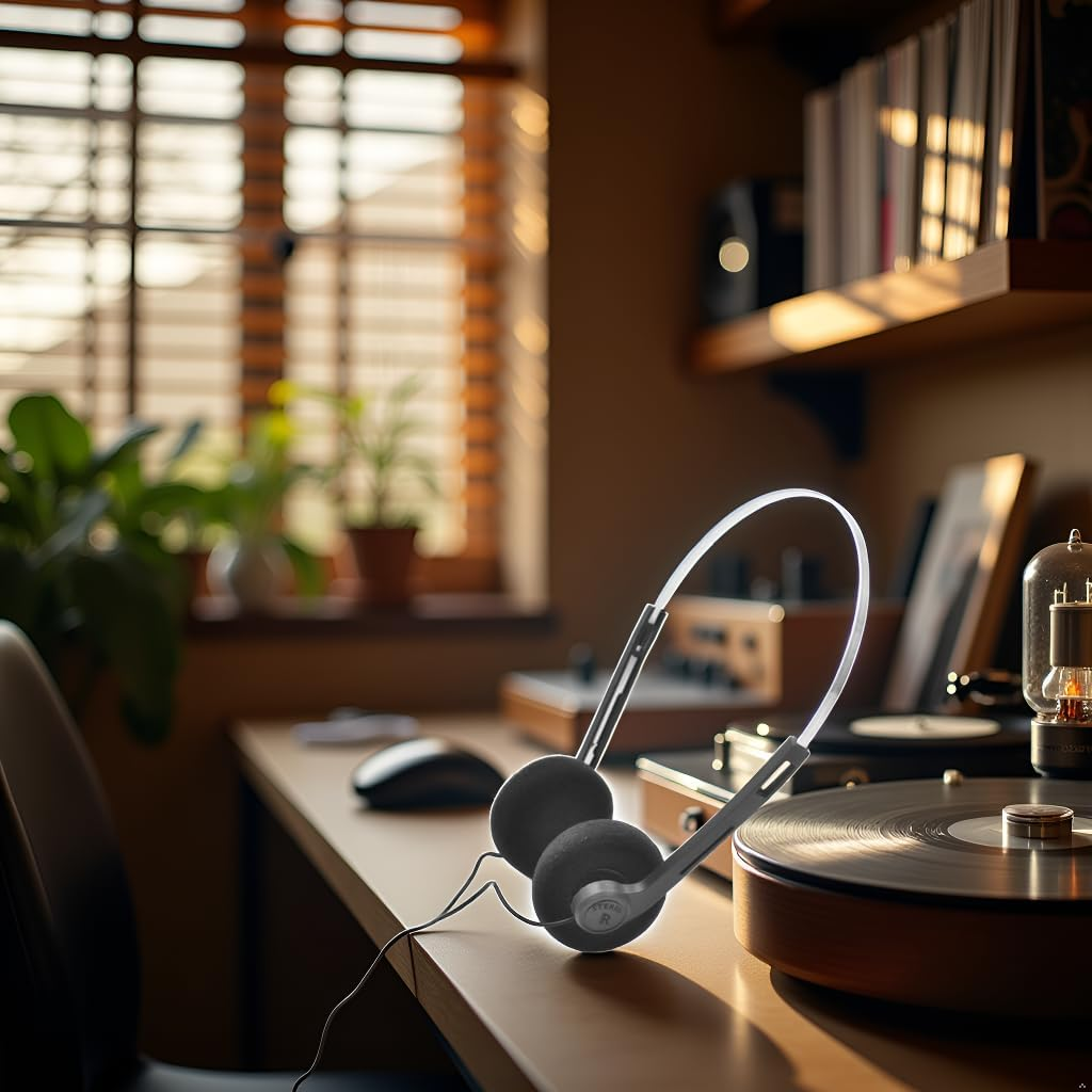 Black Retro Over-Ear Headphone,Vintage Feelings Underwire Headphone,Retro Lightweight Earphones,Hi-Fi Stereo Earphone Headset,Walkman Headphone,For Most Mobile Phones Playback Pevices Headphones image number 4