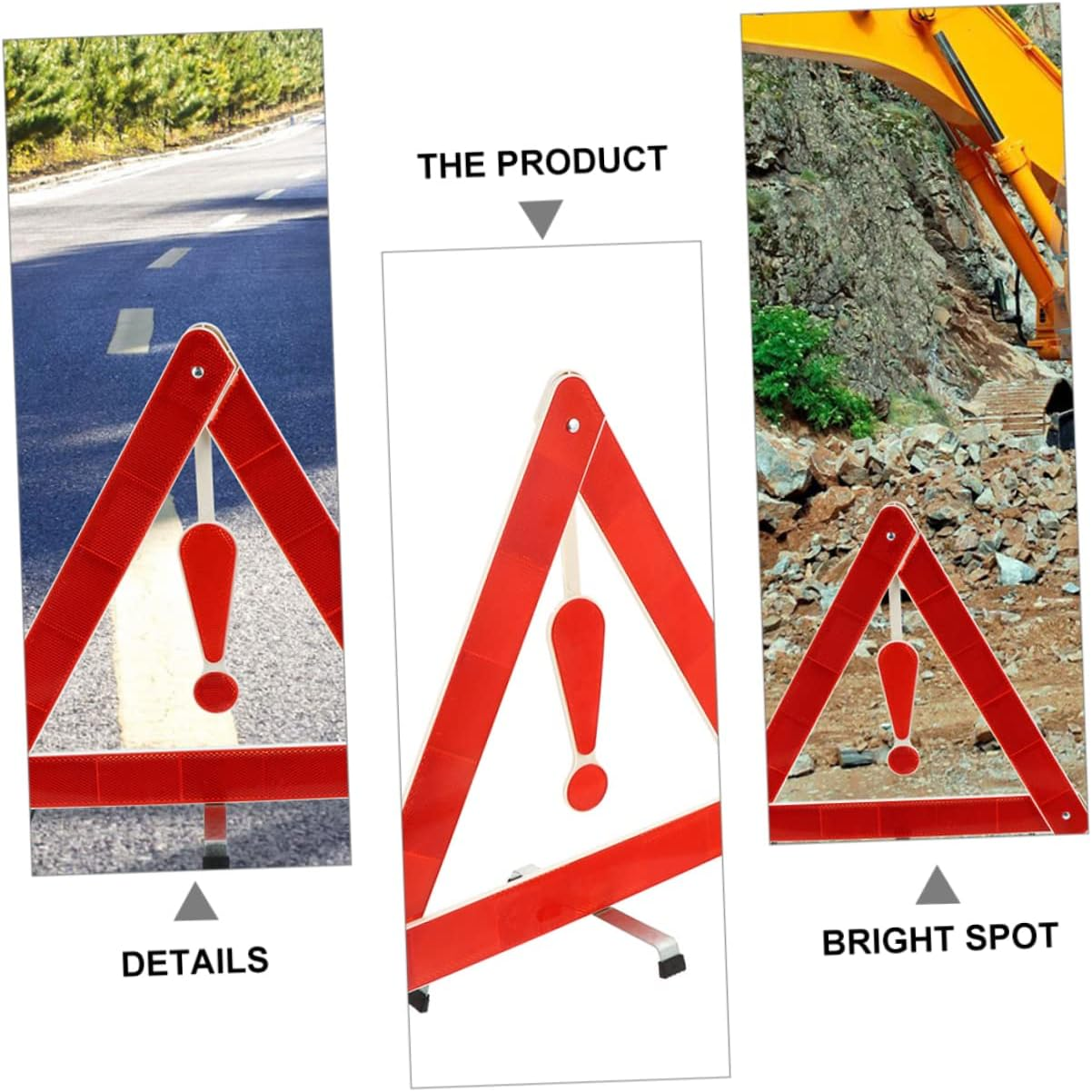 GARVALON 4Pcs Auto Warning Triangles 39X39Cm Car Safety Triangles Reflective Roadside Emergency Warning Kit for Vehicle Breakdown image number 1
