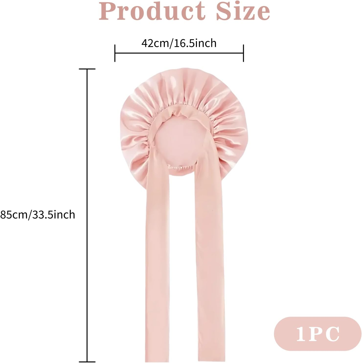 Silk Bonnet for Sleeping, Adjustable Satin Hair Bonnet Sleeping Cap for Curly Hair, Premium Mulberry Silk with Long Tie Band for Protection and Style, Skin Pink image number 1
