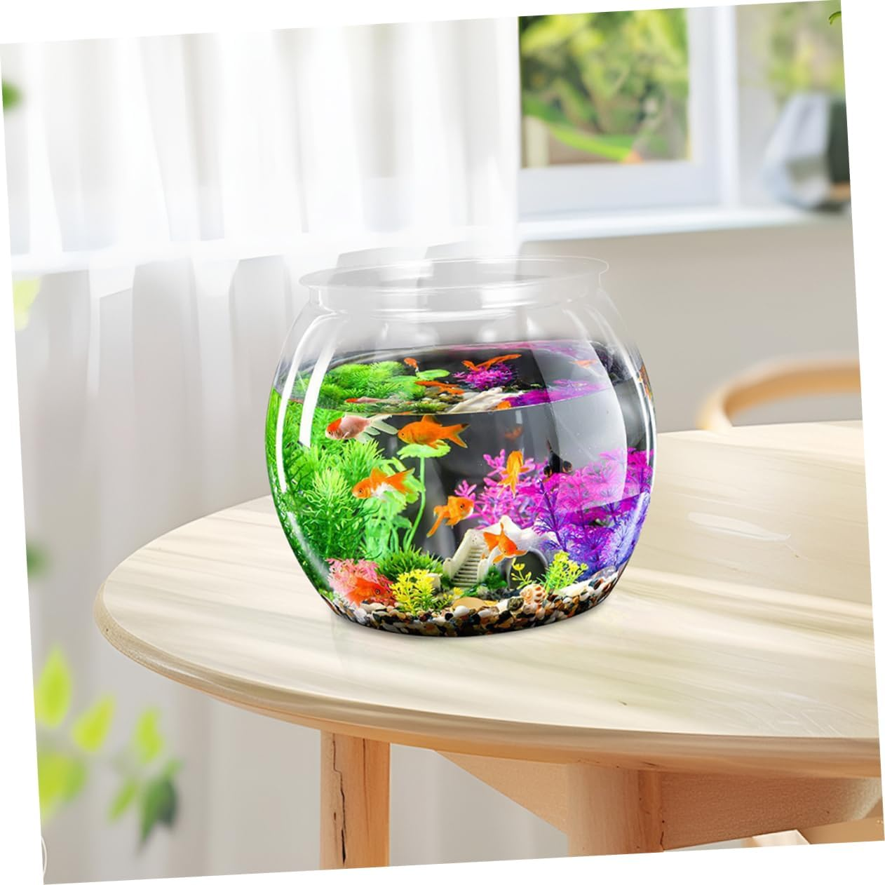 Compact Transparent Aquarium Tank for Betta Goldfish and Small Aquatic Pets Unbreakable Clear Plastic Desktop Fish Bowl Pet Material for Office and Home Decoration image number 6