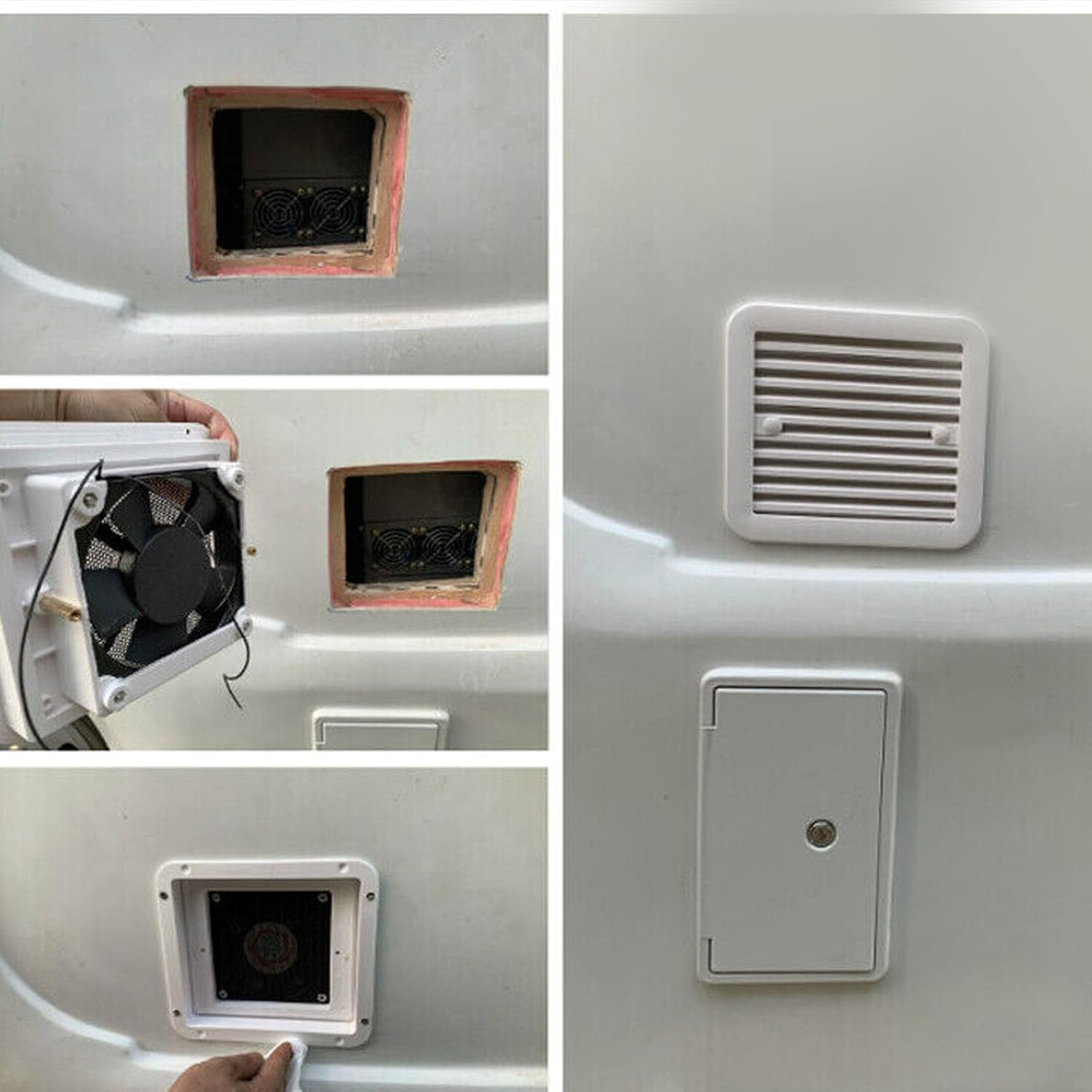 RV Side Vent Fan, 4.8W 12V Vent Fan One Way Side Air Vent Ventilation Exhaust Fan Low Noise Side Air Vent Fan, Exhaust Fan for Motorhome Caravan Trailer Boat Marine, 5.51X5.12In image number 1