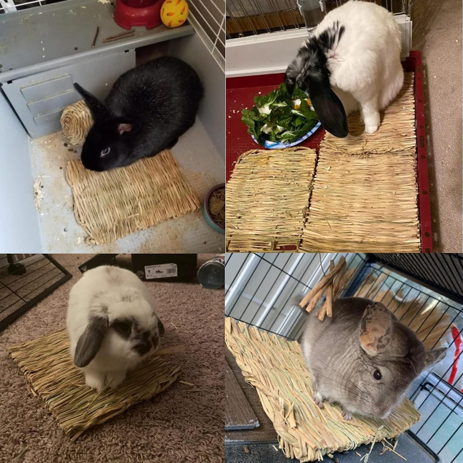 Kathson 8 PCS Bunny Grass Mat Natural Woven Pet Bed Nest Mats Rabbits Chew Toys for Hamsters Parrot Rabbits Hedgehog Guinea Pig Bunny and Other Small Animals image number 6