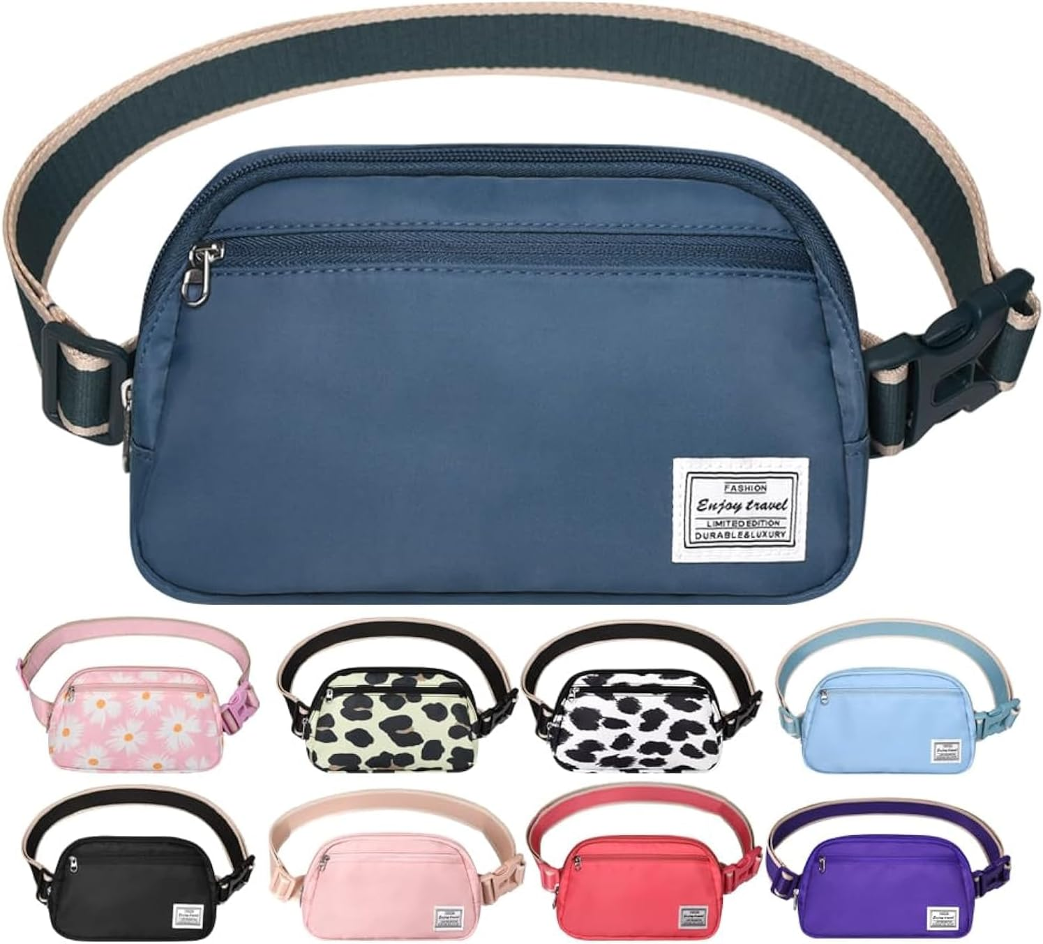 Dmluna Small Crossbody Bags for Women Trendy, Lightweight Fanny Pack for Women & Men, Mini Belt Bag, Waist Bag with Adjustable Strap for Running Workout Traveling, Z - Black/White Leopard, Small,