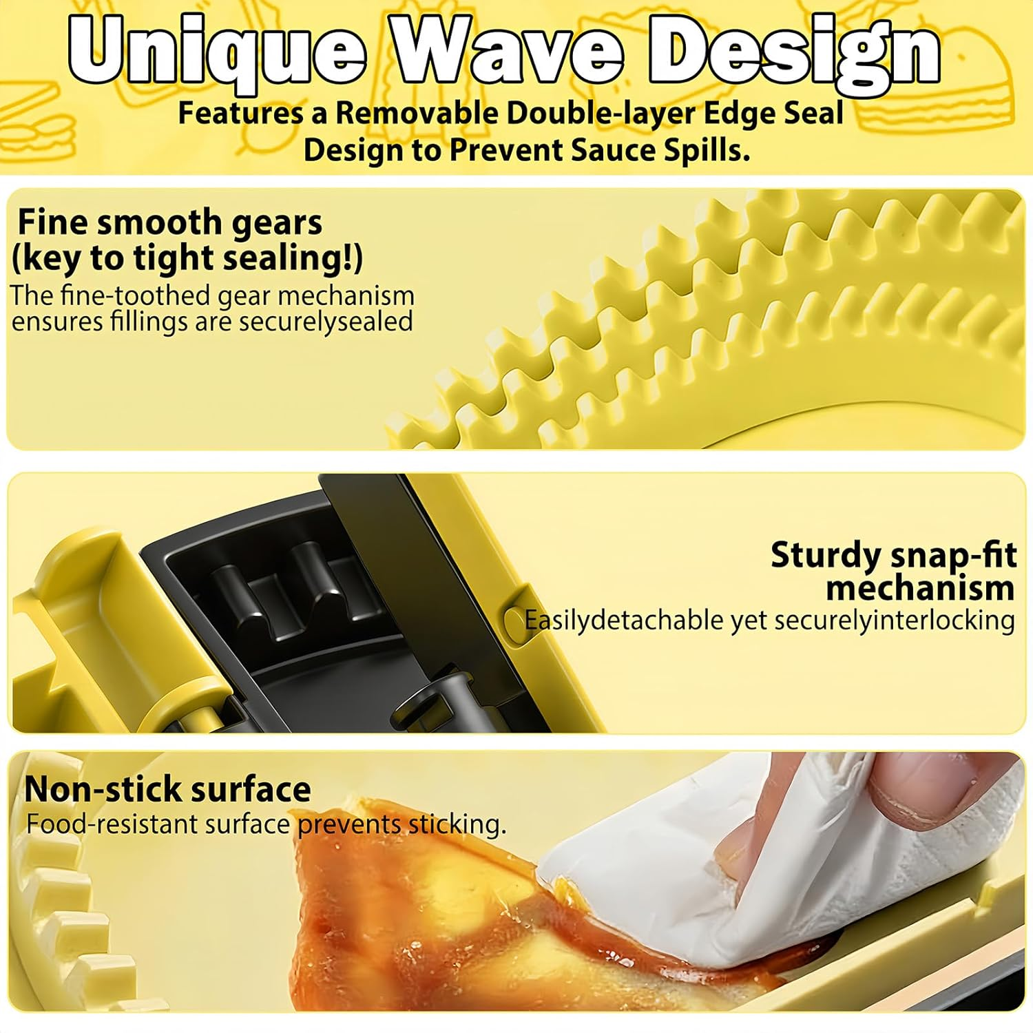 3-In-1 Tortilla Sealer & Crimper, Detachable Design for 6"-8"-10" Wraps, Bpa-Free & Dishwasher Safe - Makes Sealed Quesadillas, Tacos, Burritos, Dumplings, Sandwiches & More image number 3