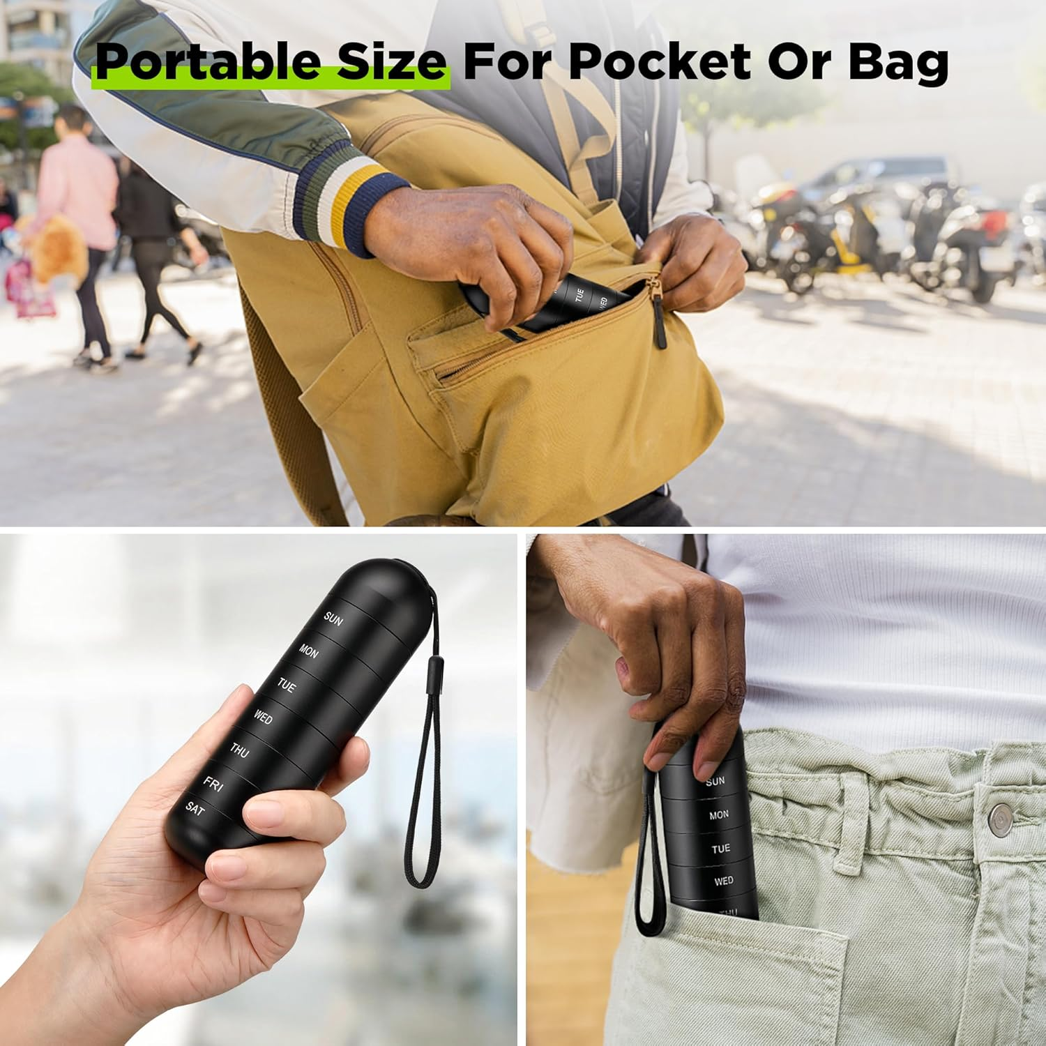 Zannaki 2019 Improved Moisture Proof Weekly Pill Organizer, Aluminum Alloy BPA Free Travel Camping 7 Day Pill Box Case Waterproof and Portable to Hold Vitamins, Fish Oil, Supplements and Medication